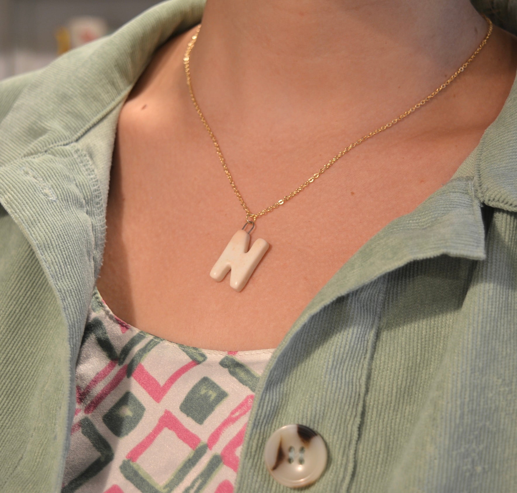 Initial Necklace - Oatmeal