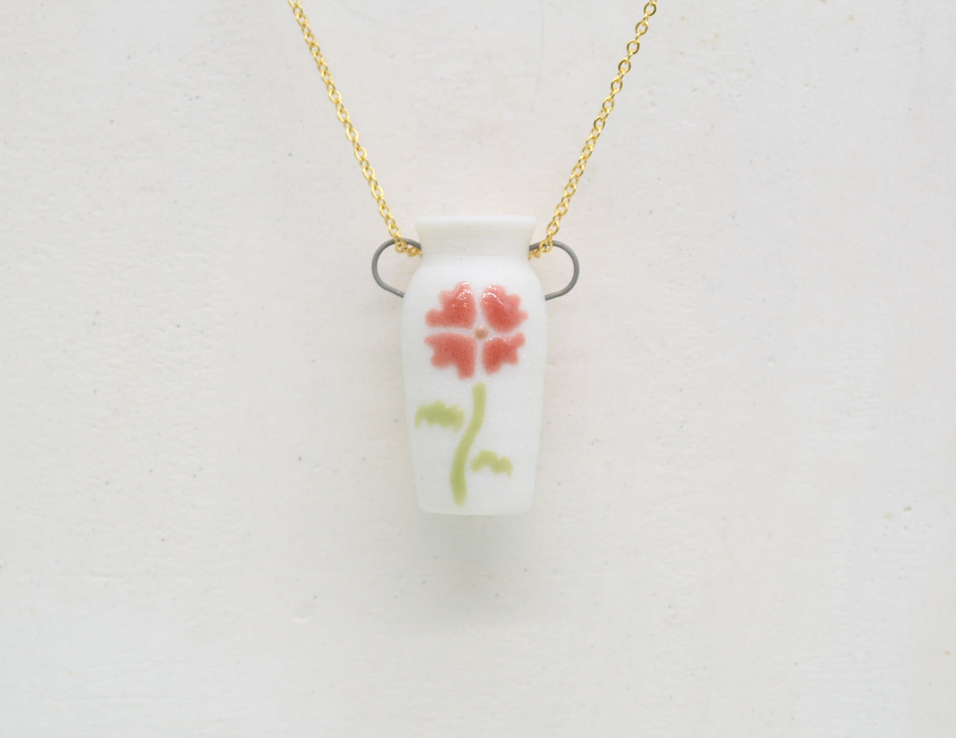 plant pot necklace Red Flower Pot Necklace