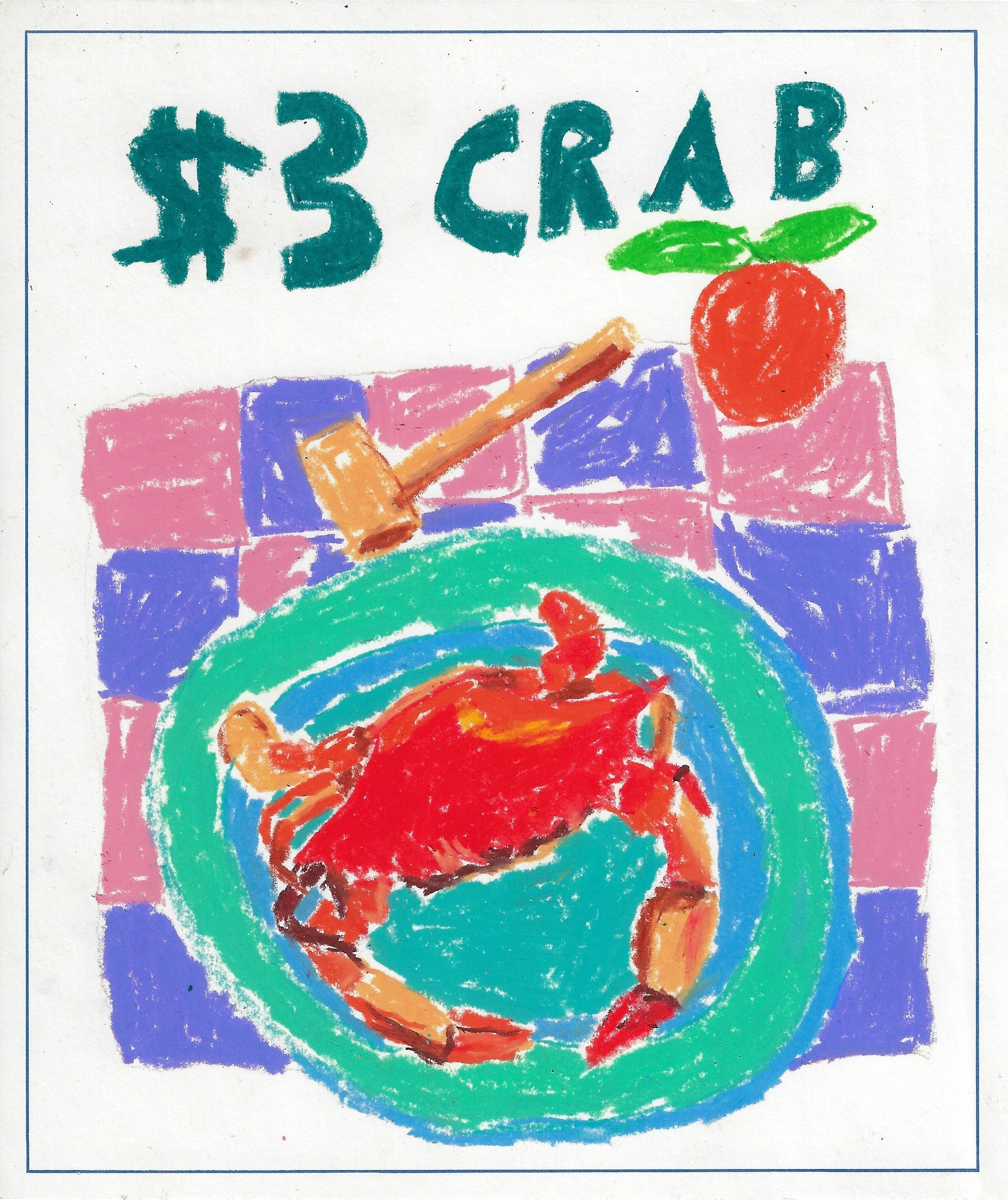 "$3 Blue Crab" - Noah Mackenzie Original Drawing 2025