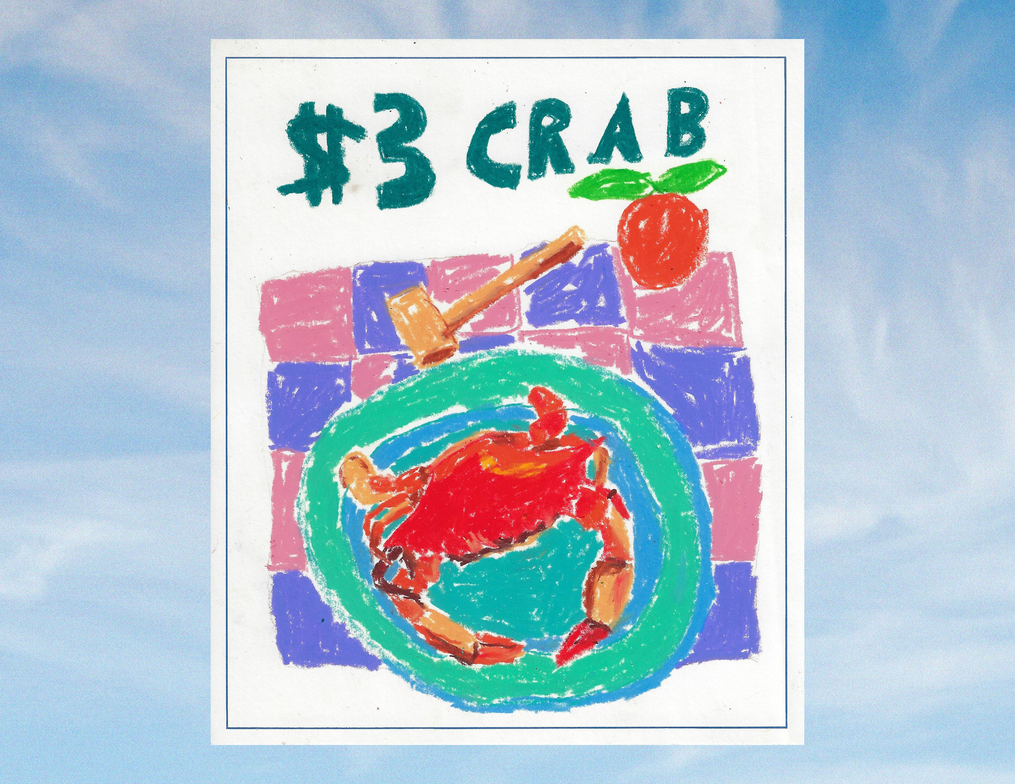 "$3 Blue Crab" - Noah Mackenzie Original Drawing 2025