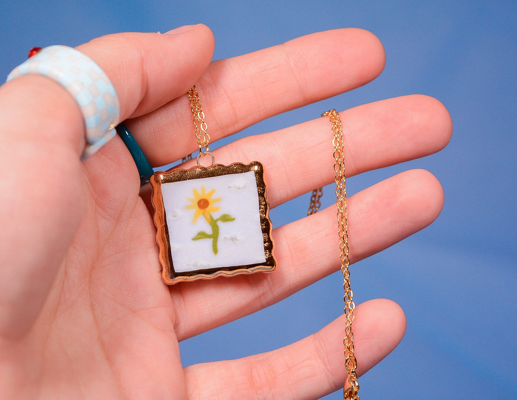 Sky Sunflower Painting Necklace