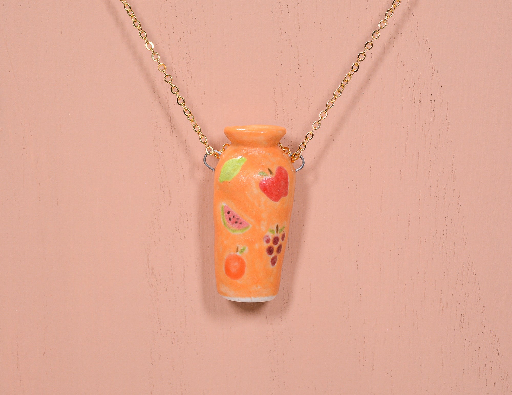 Orange Fruit Vase Necklace