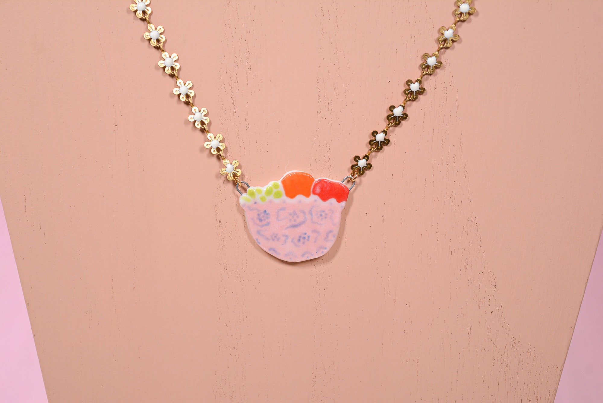 Pink Fruit Bowl Necklace
