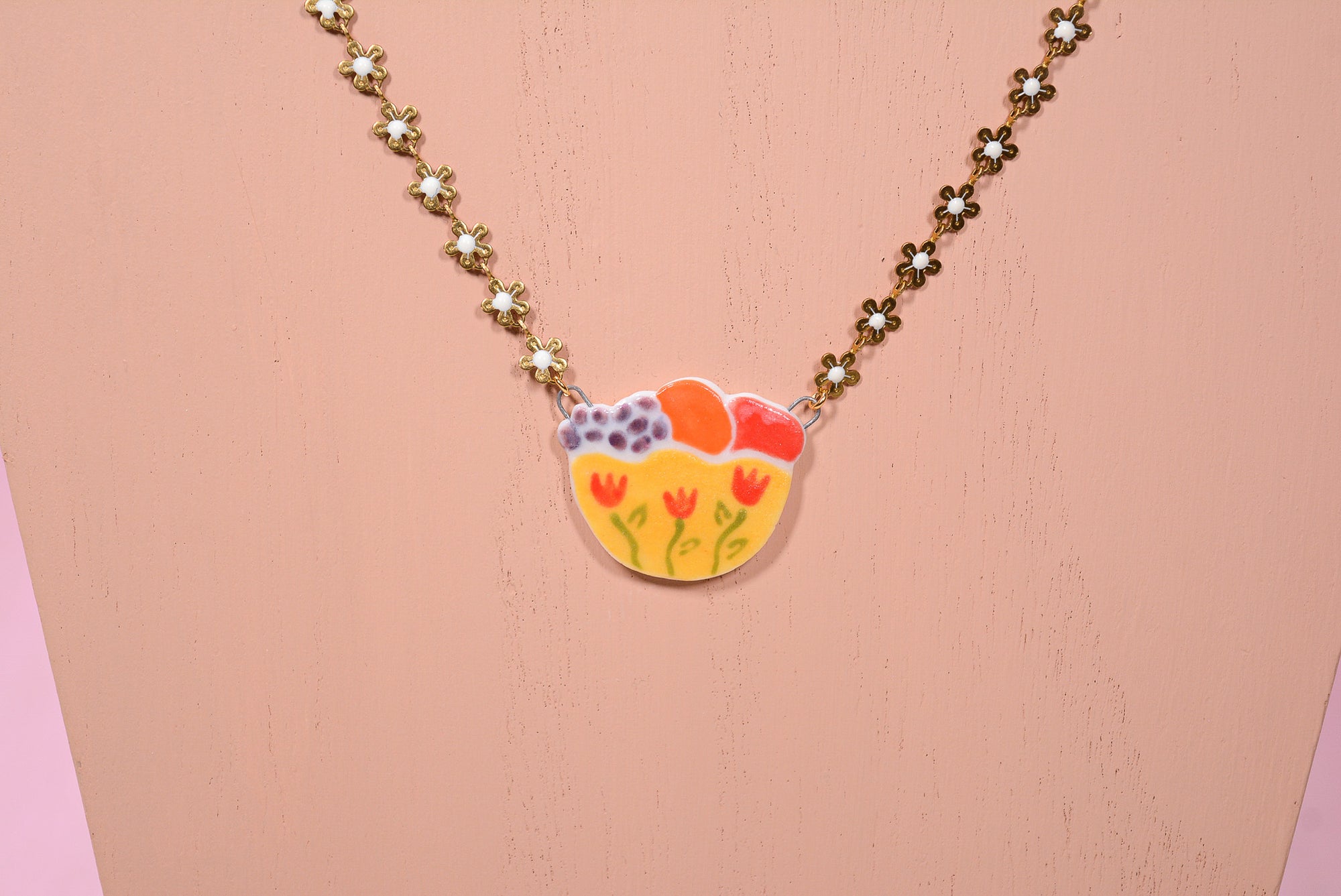 Yellow Fruit Bowl Necklace
