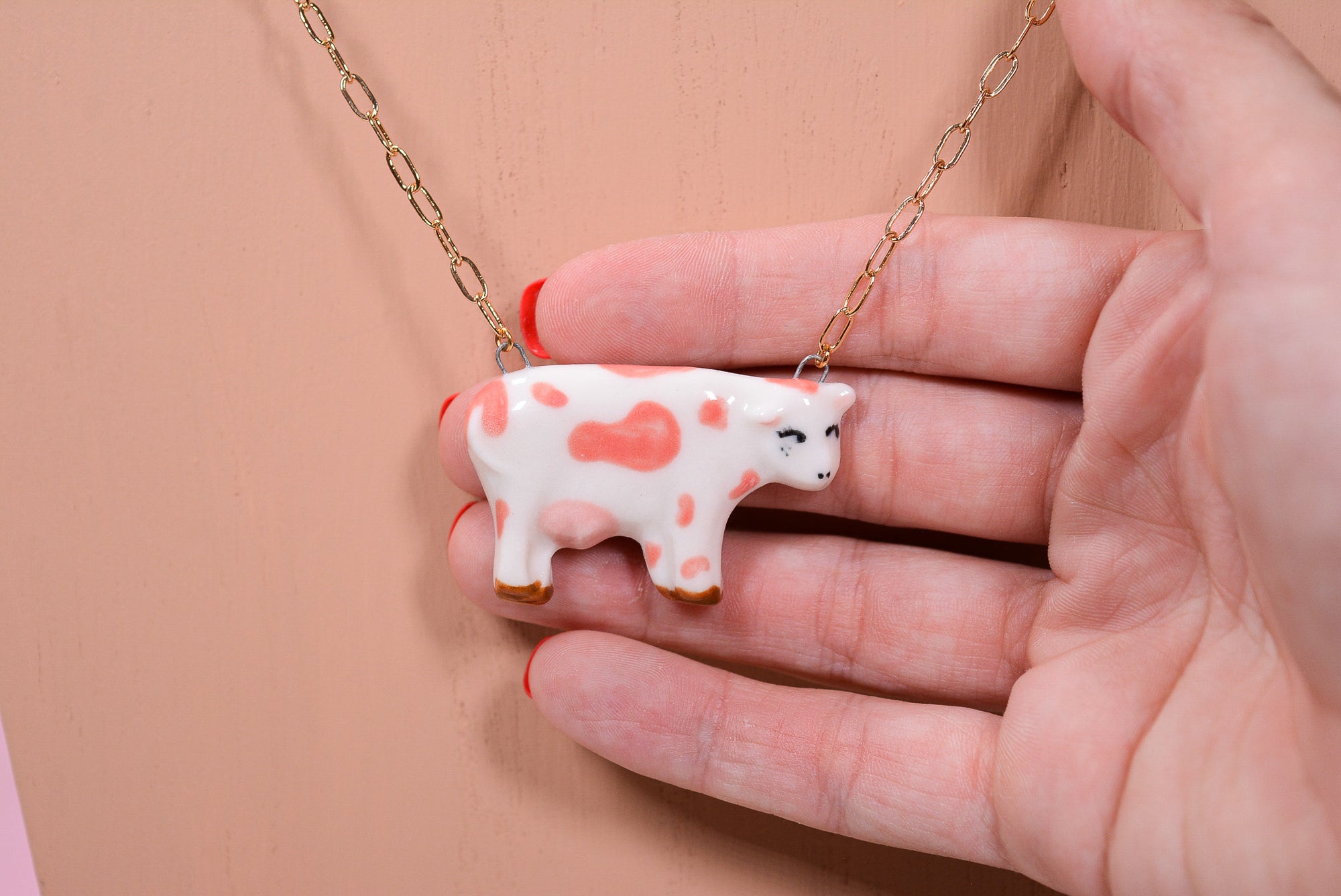 Strawberry Cow Necklace