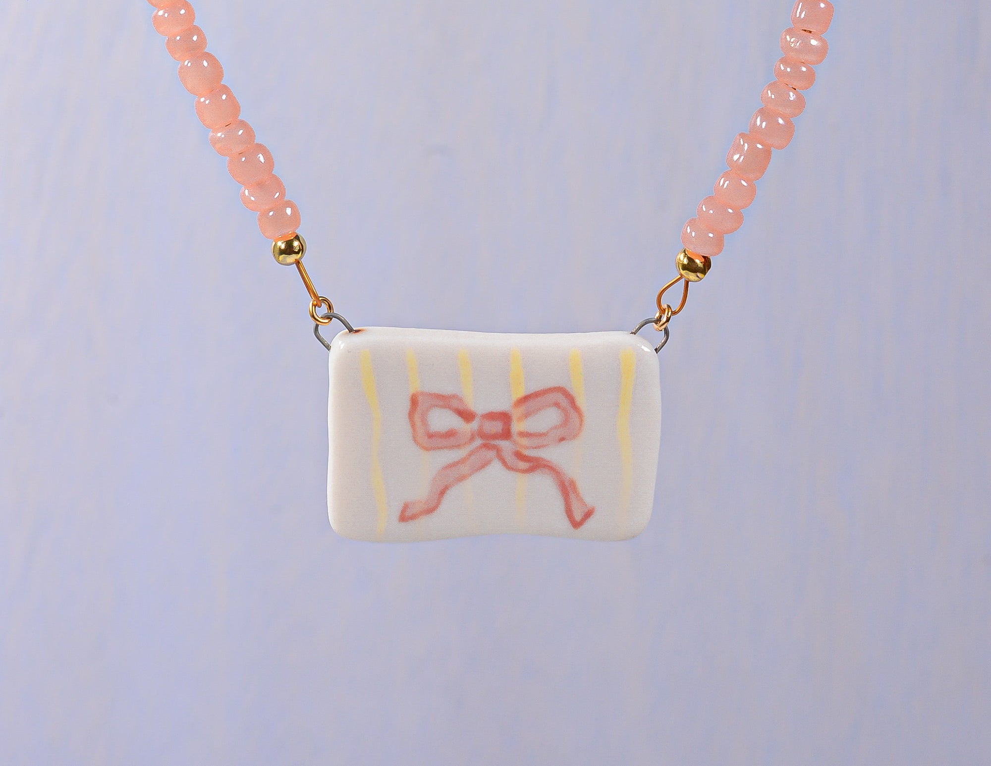 Pink Bow Portrait Necklace