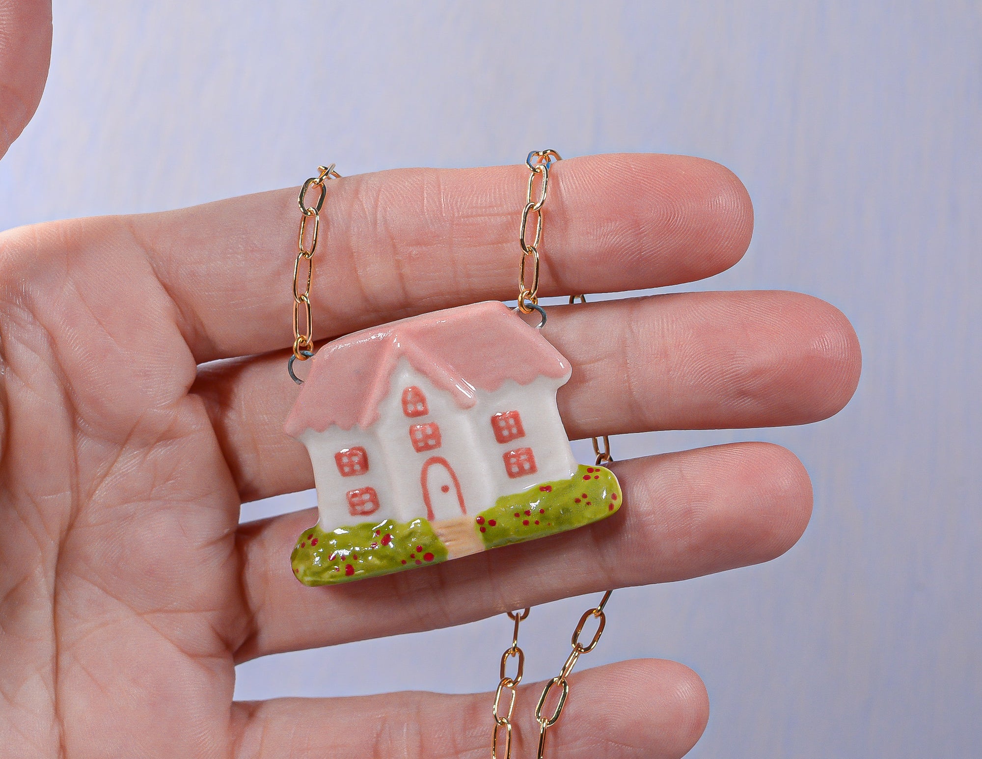 Pink House Necklace