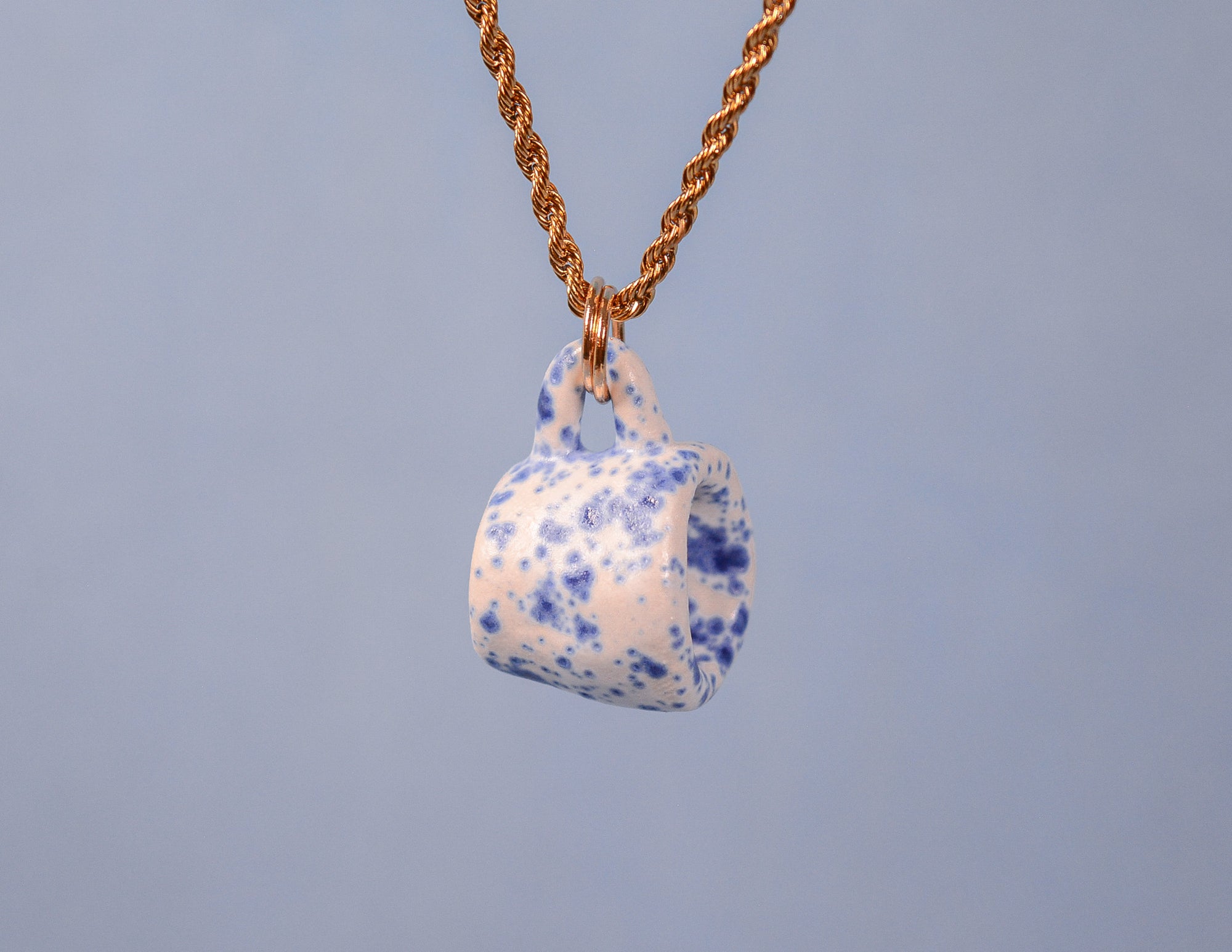 Blue Splatterware Mug Necklace