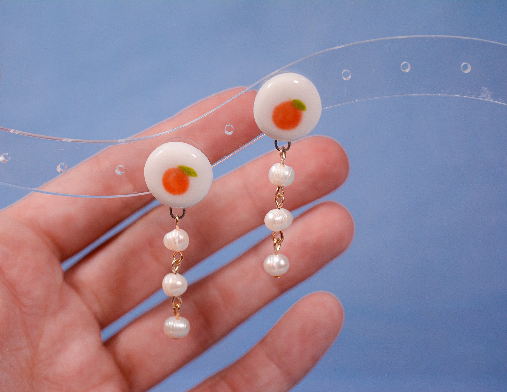 Orange Pearl Earrings