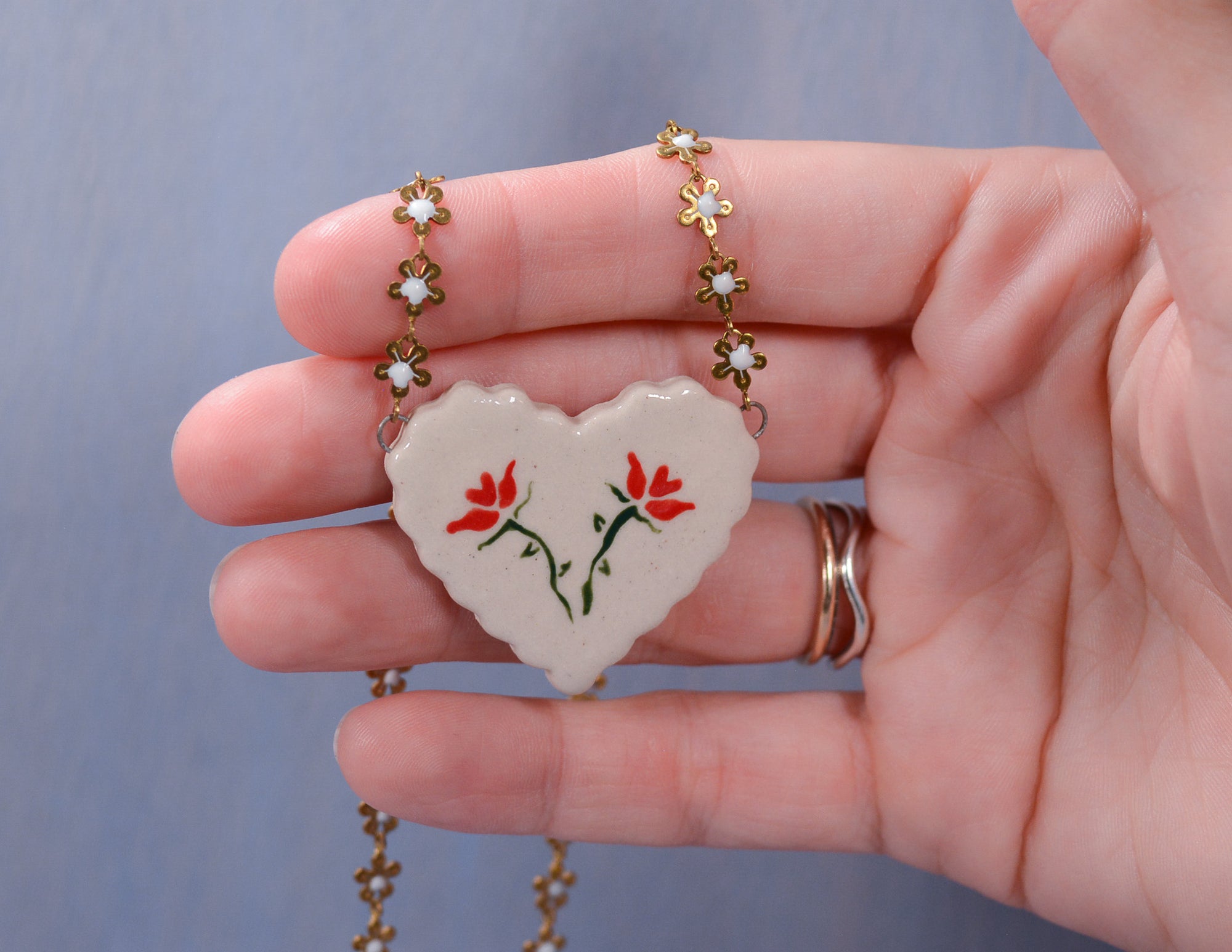 Fresh Flowers Heart Necklace