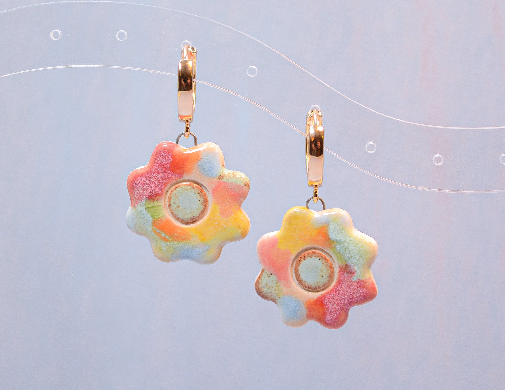 Rainbow Daisy Hoops