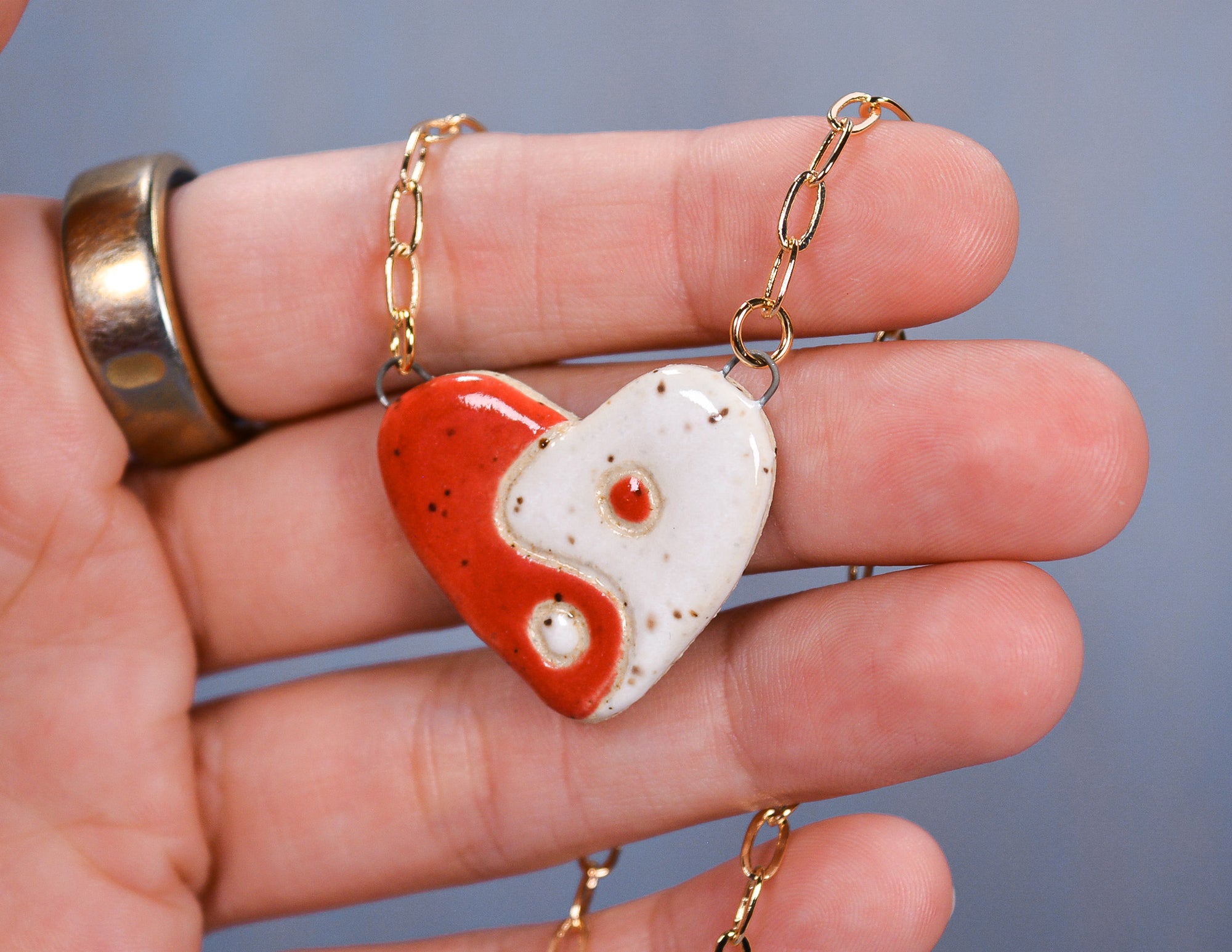 Red Yin Yang Necklace