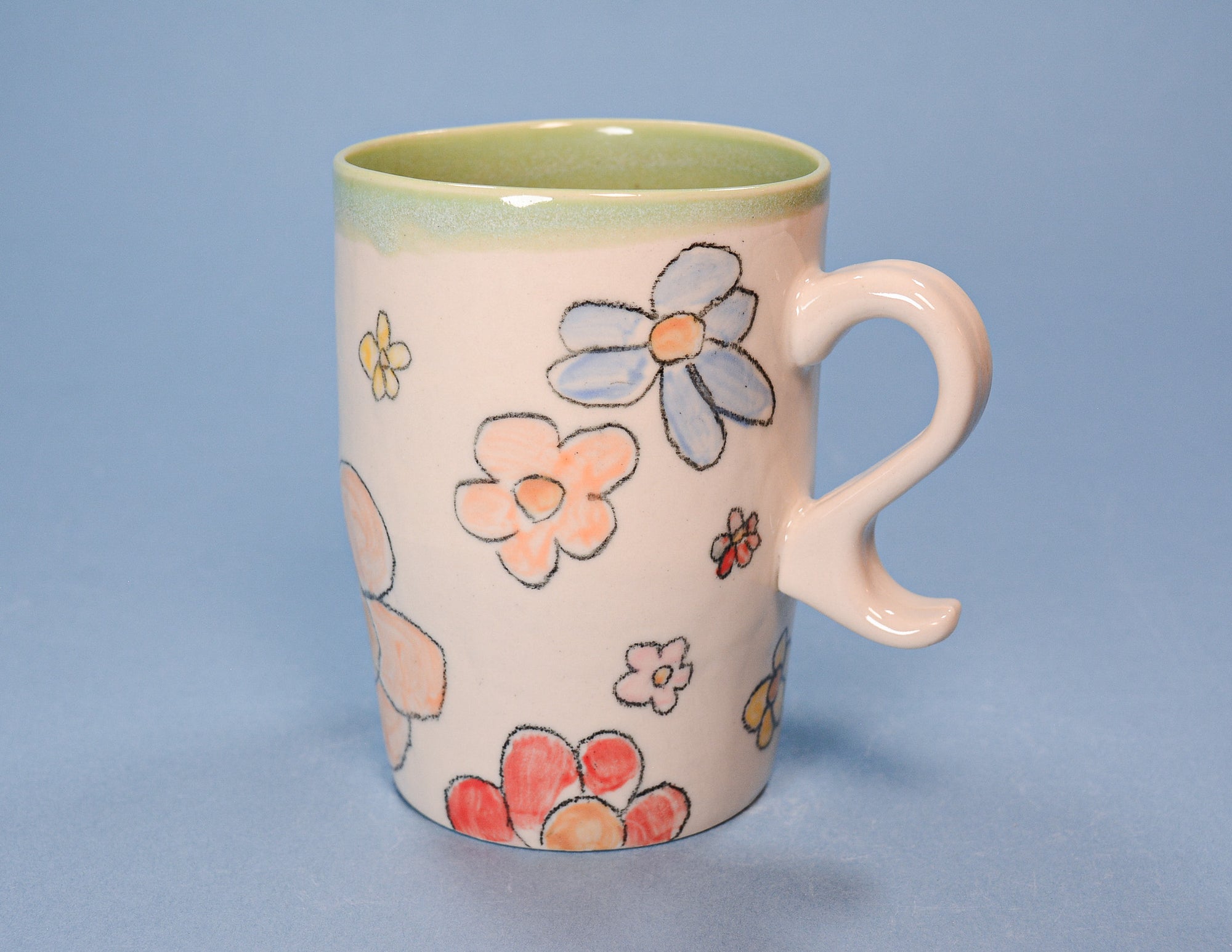 Teal Still Life and Flowers Mug