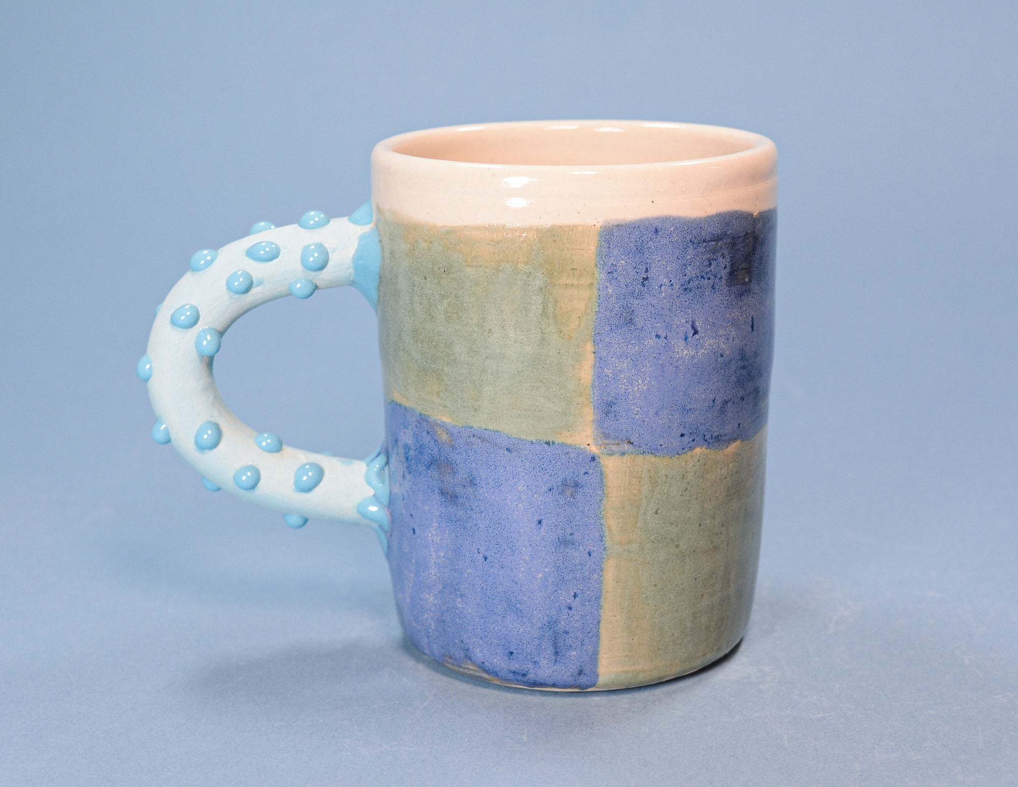 Blue + Green Checker Mug