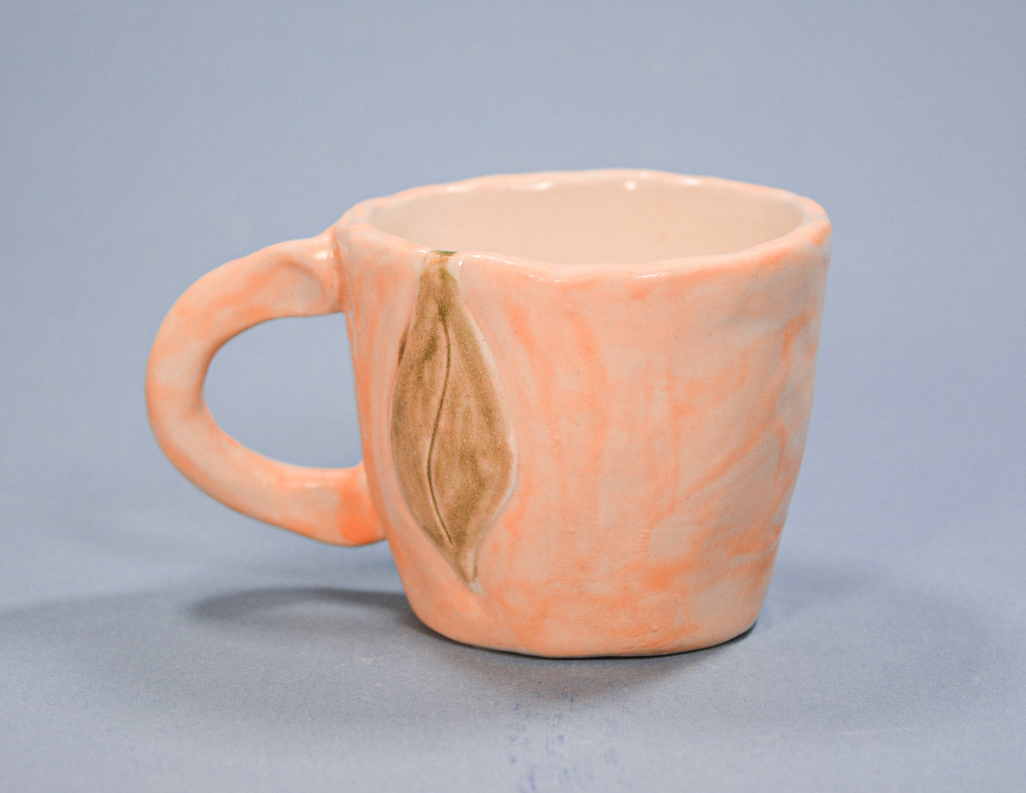 Orange Majolica Pinched Cup