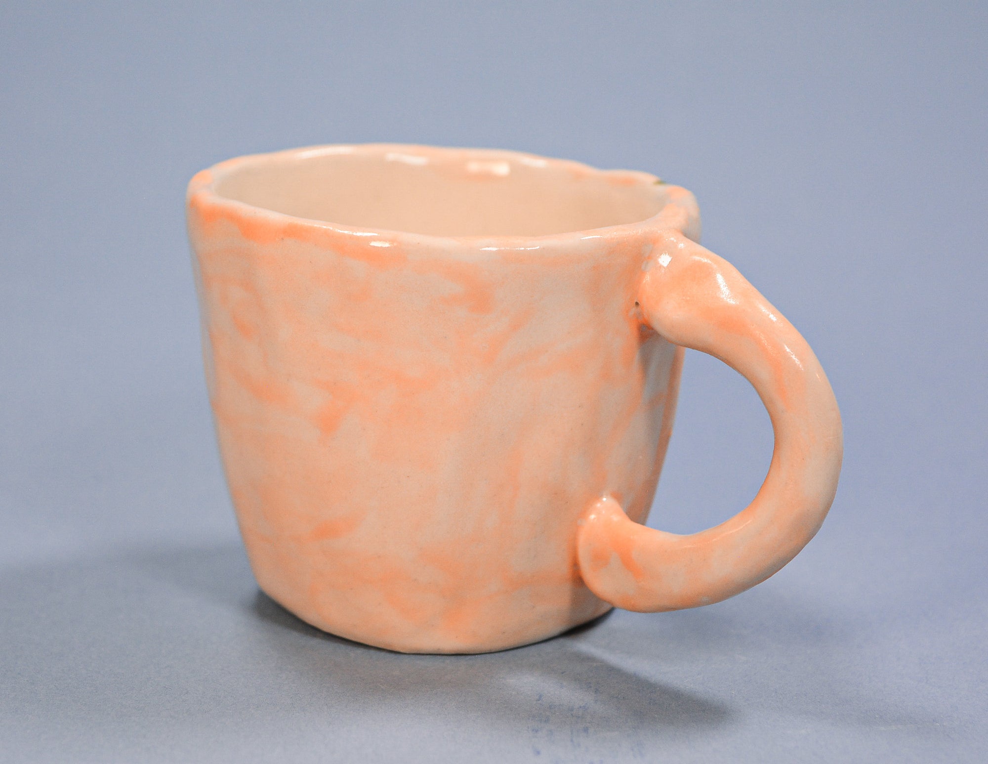 Orange Majolica Pinched Cup