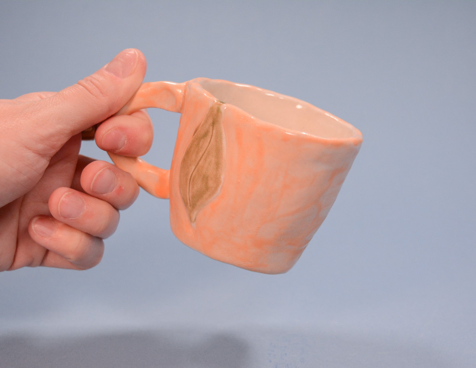 Orange Majolica Pinched Cup