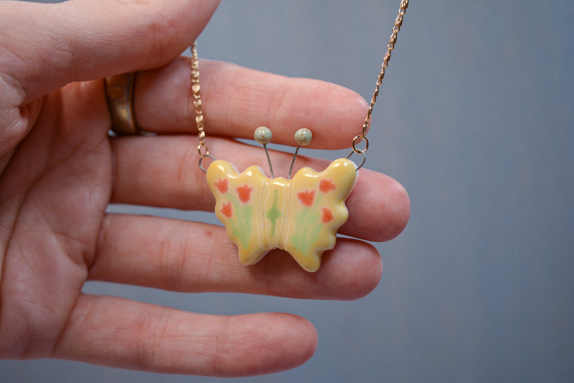 Sleepy Tulip Butterfly Necklace