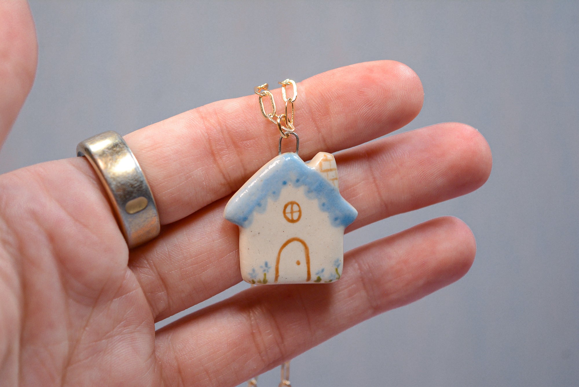 Blue House Necklace