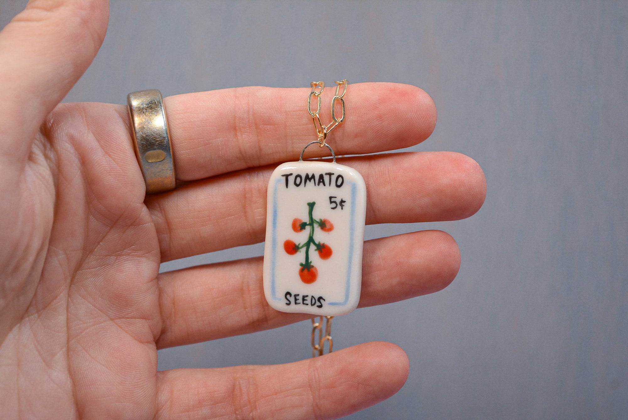 Tomato Seed Packet Necklace