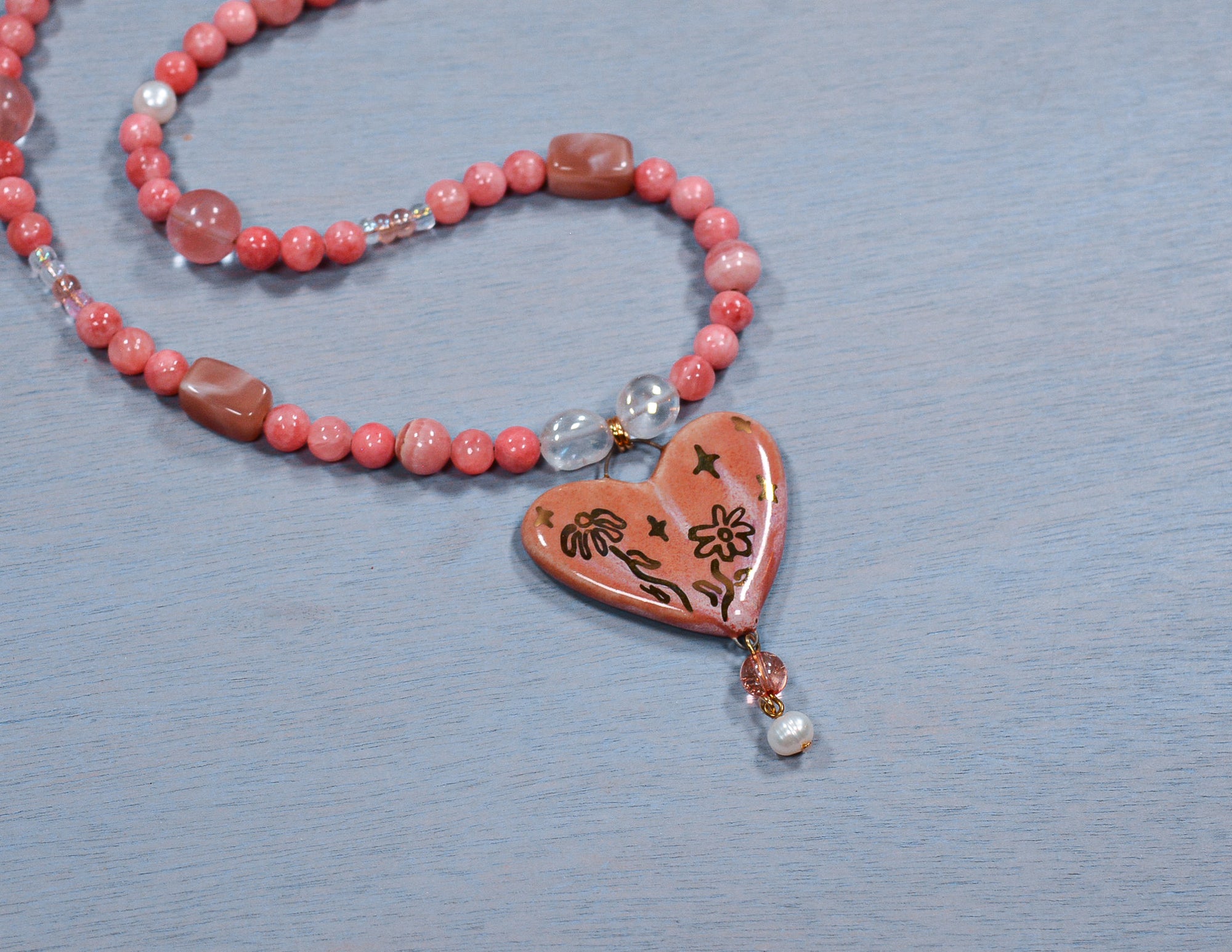 Pink Petunia Beaded Necklace