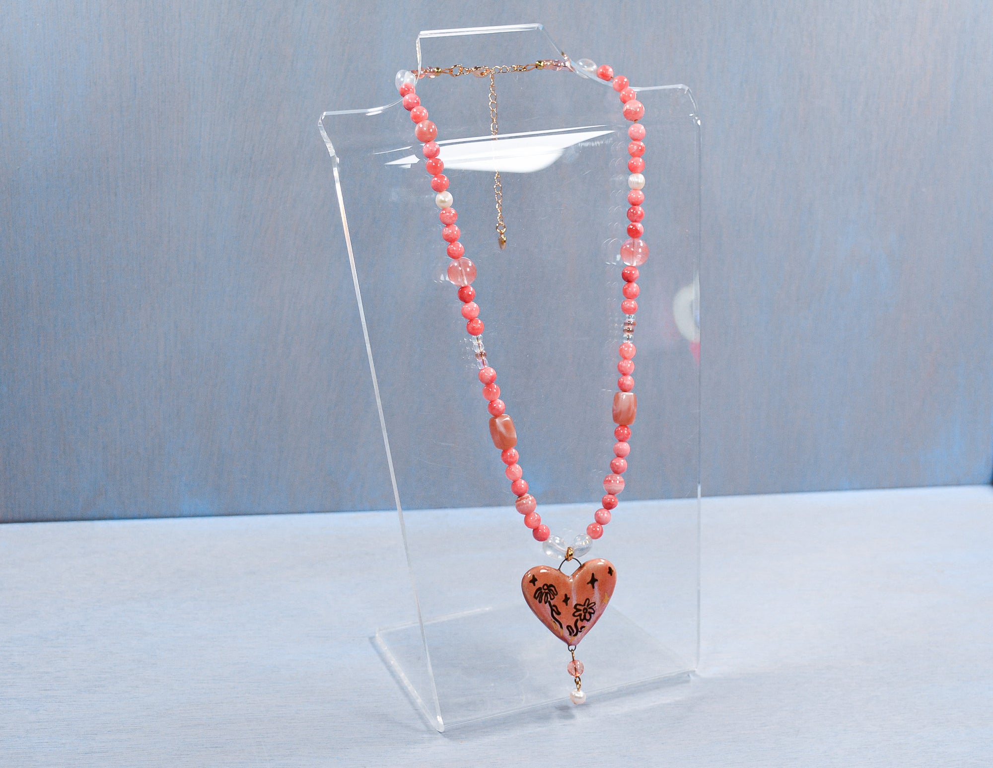 Pink Petunia Beaded Necklace