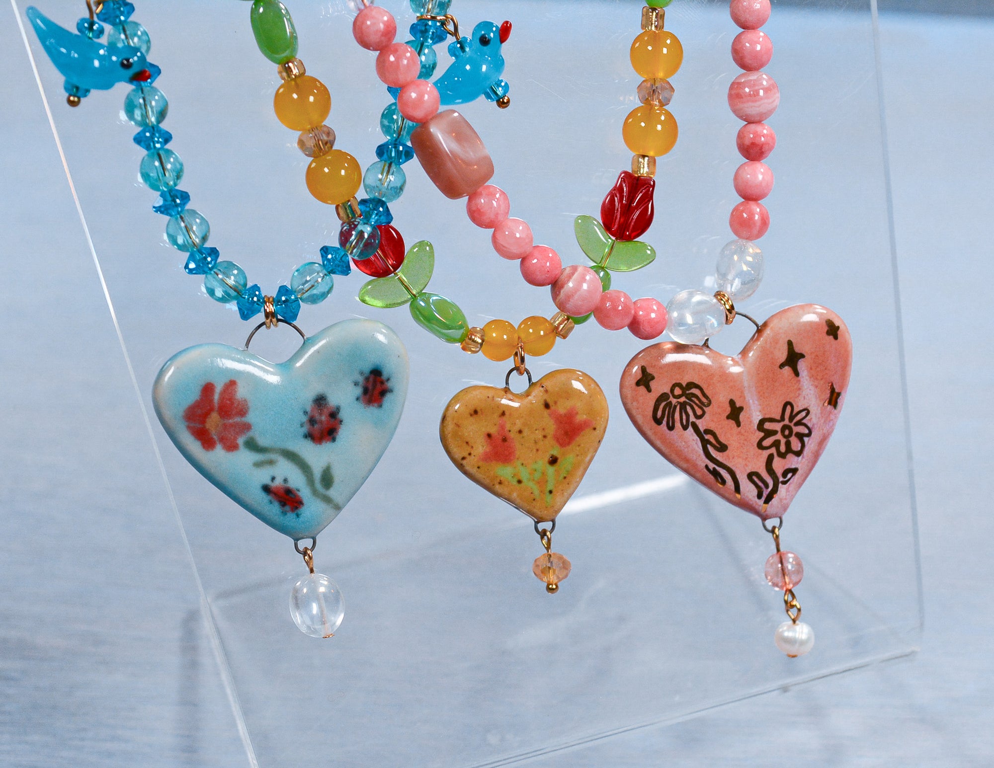 Lemon Tulip Beaded Necklace
