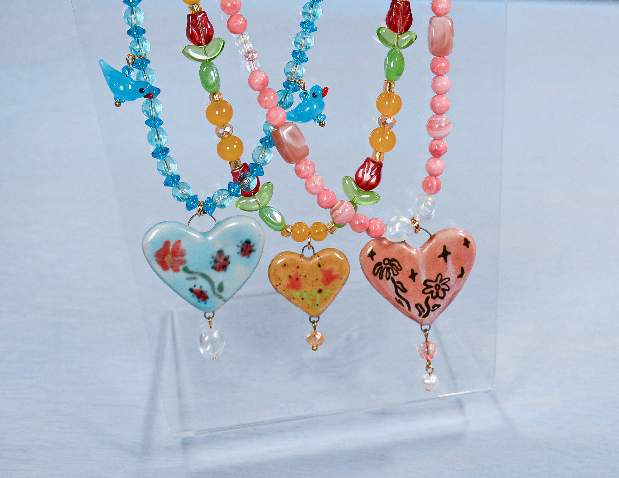 Pink Petunia Beaded Necklace