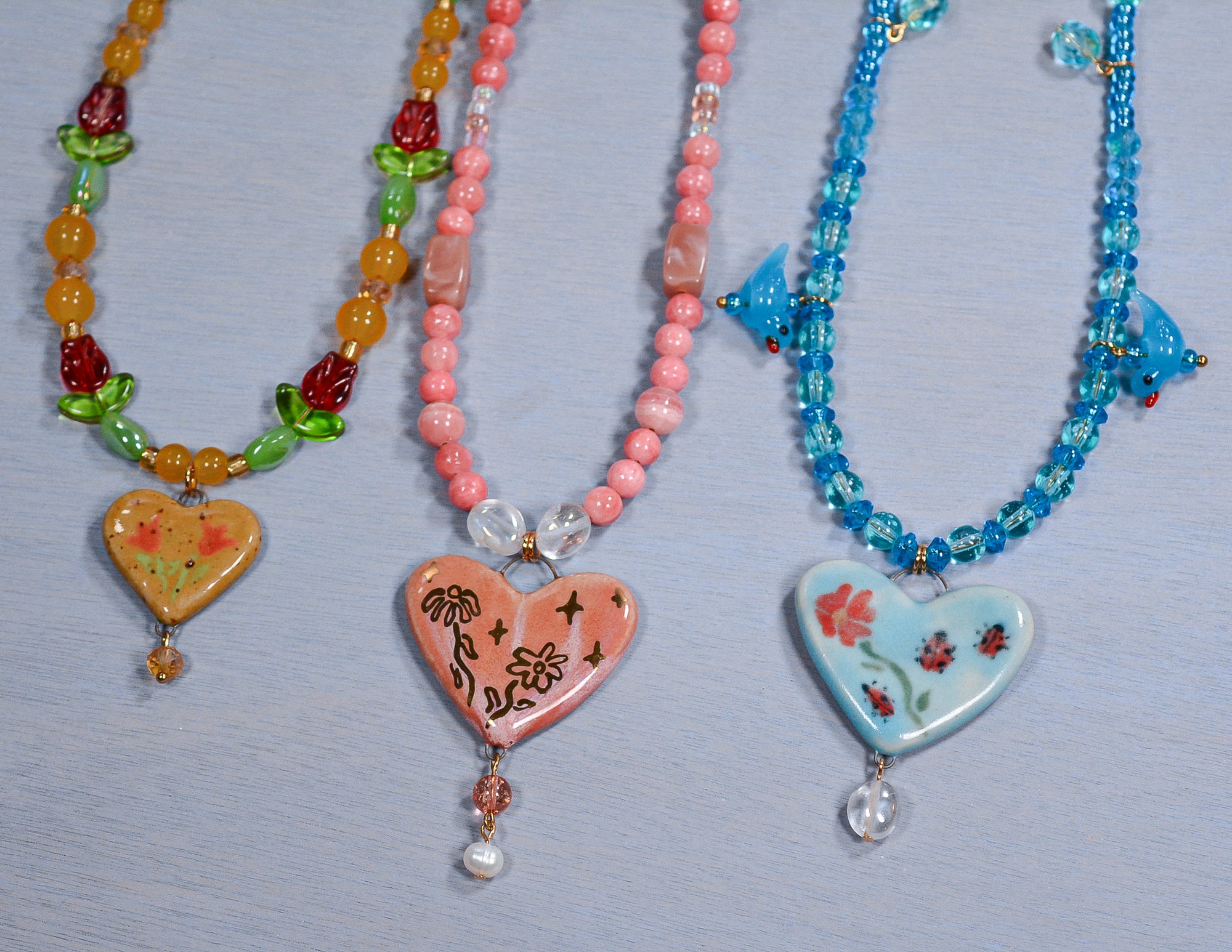Pink Petunia Beaded Necklace