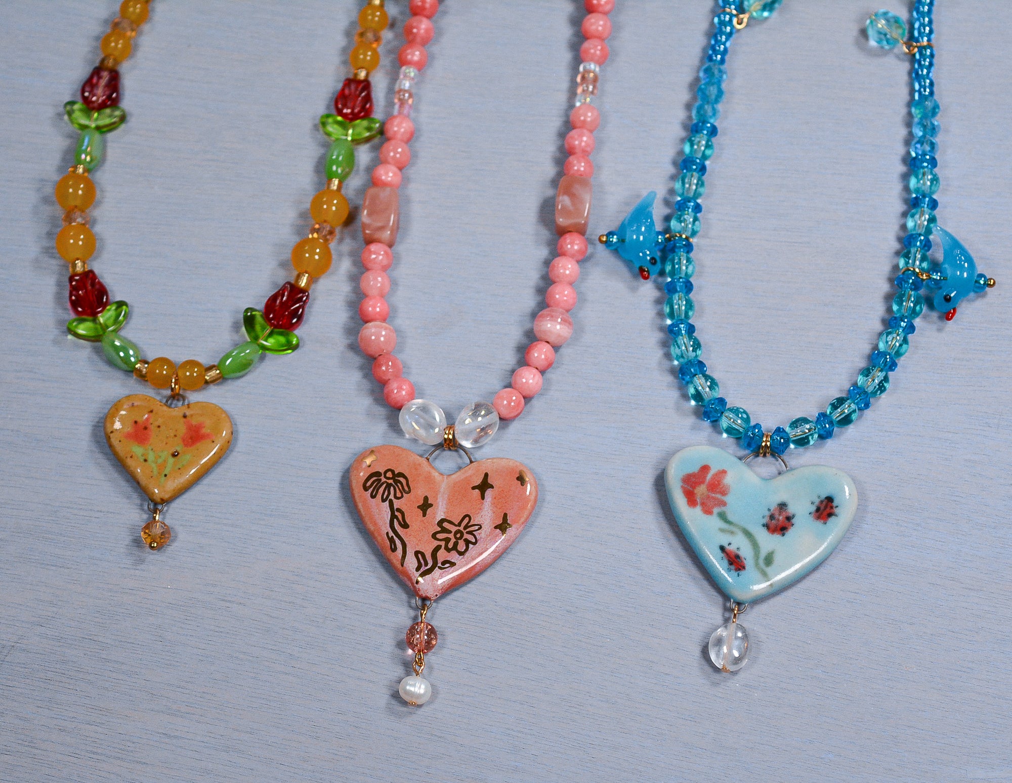 Lemon Tulip Beaded Necklace