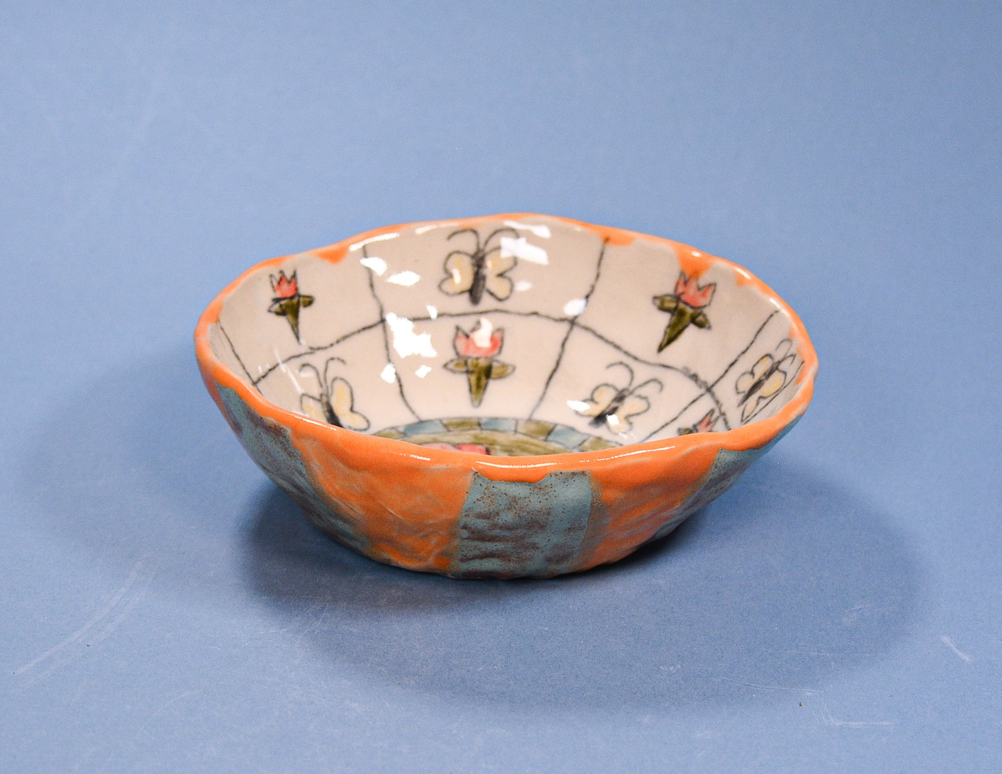 Pattern Flowers Handbuilt Bowl