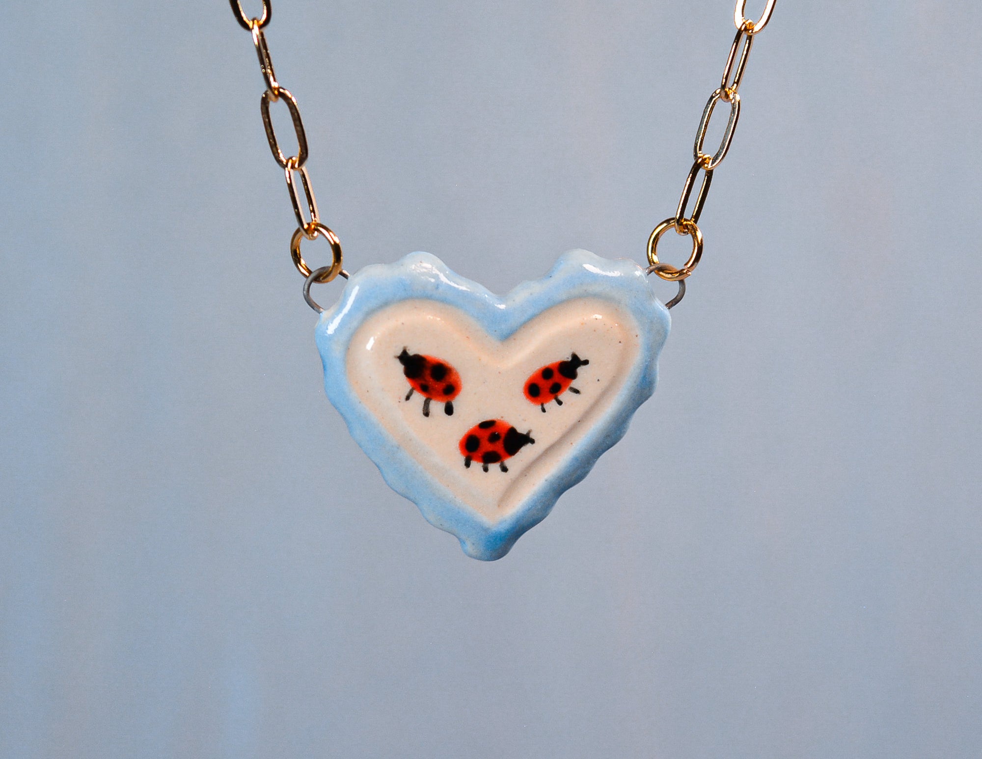 Three Little Ladybugs Necklace