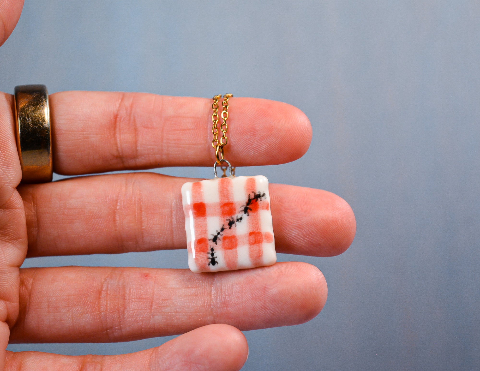 Ants on a Napkin Necklace