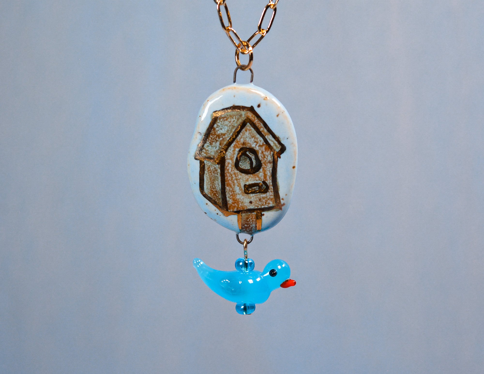 Bird House Necklace