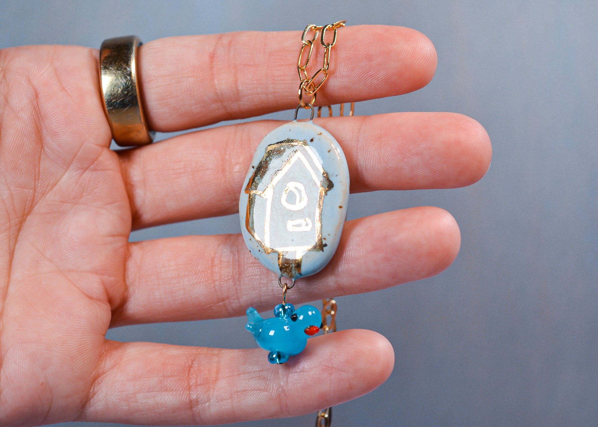 Bird House Necklace
