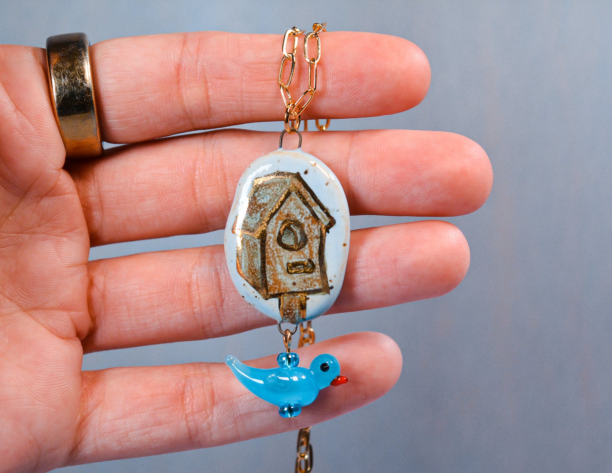 Bird House Necklace