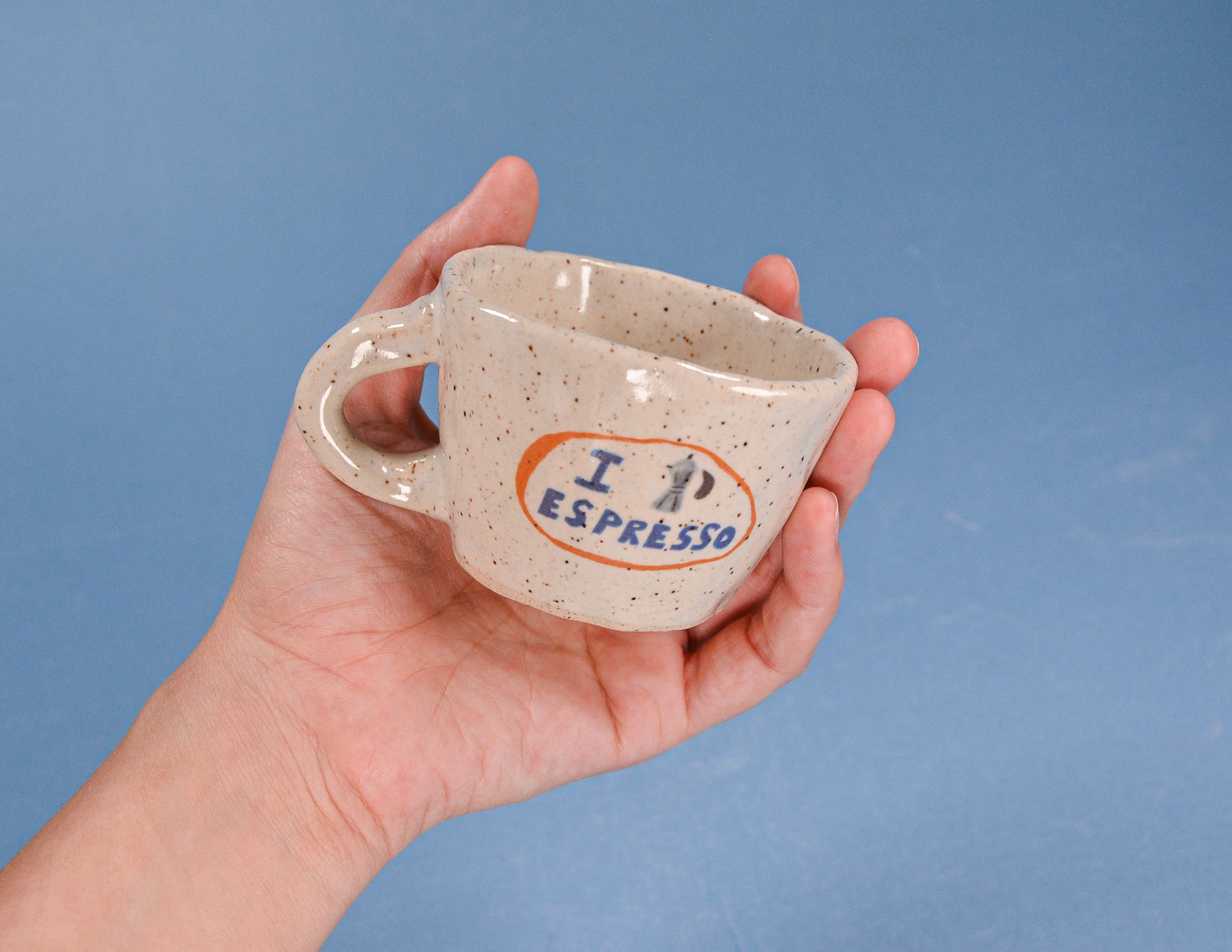 I Love Espresso Cup - Handmade Stoneware 2oz