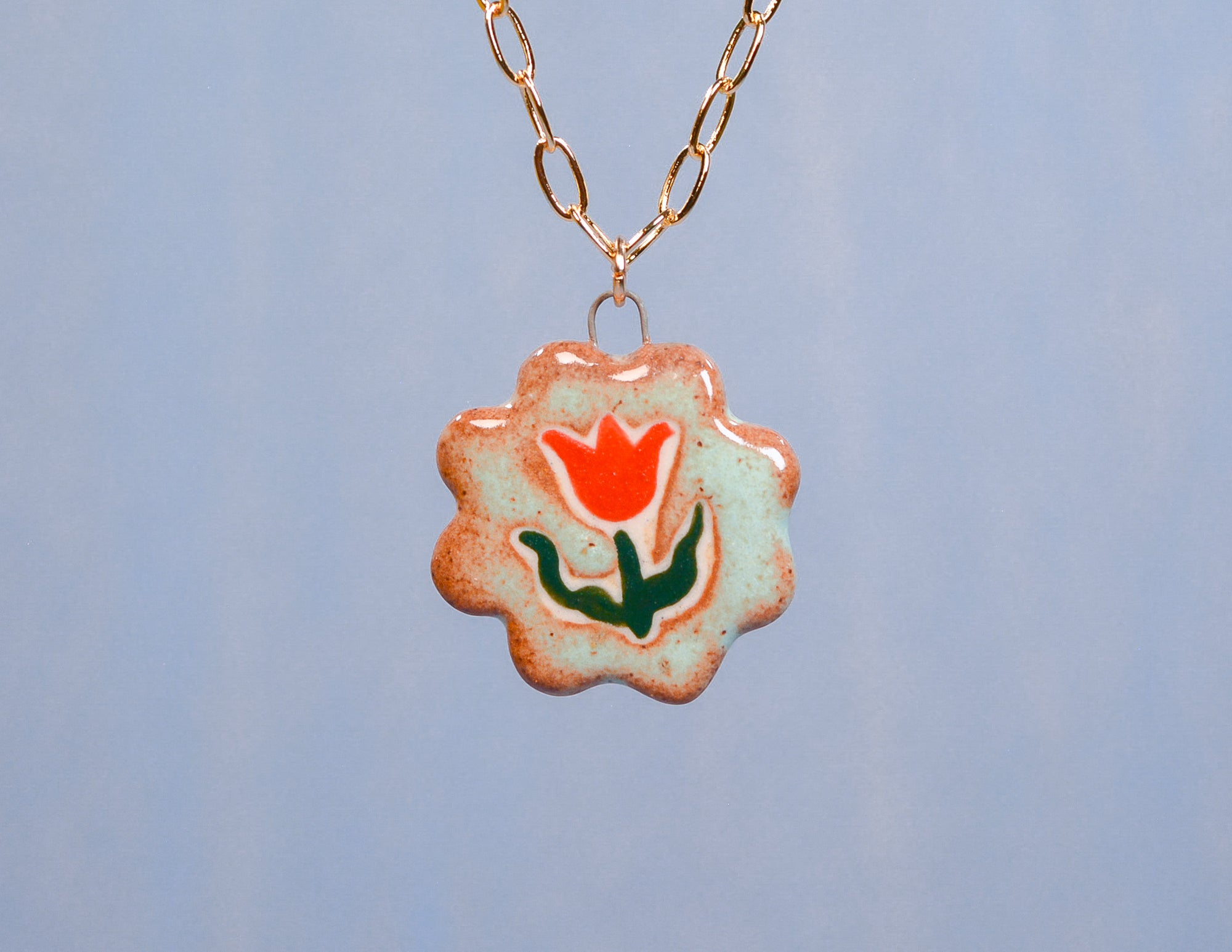 Green Shino Tulip Necklace