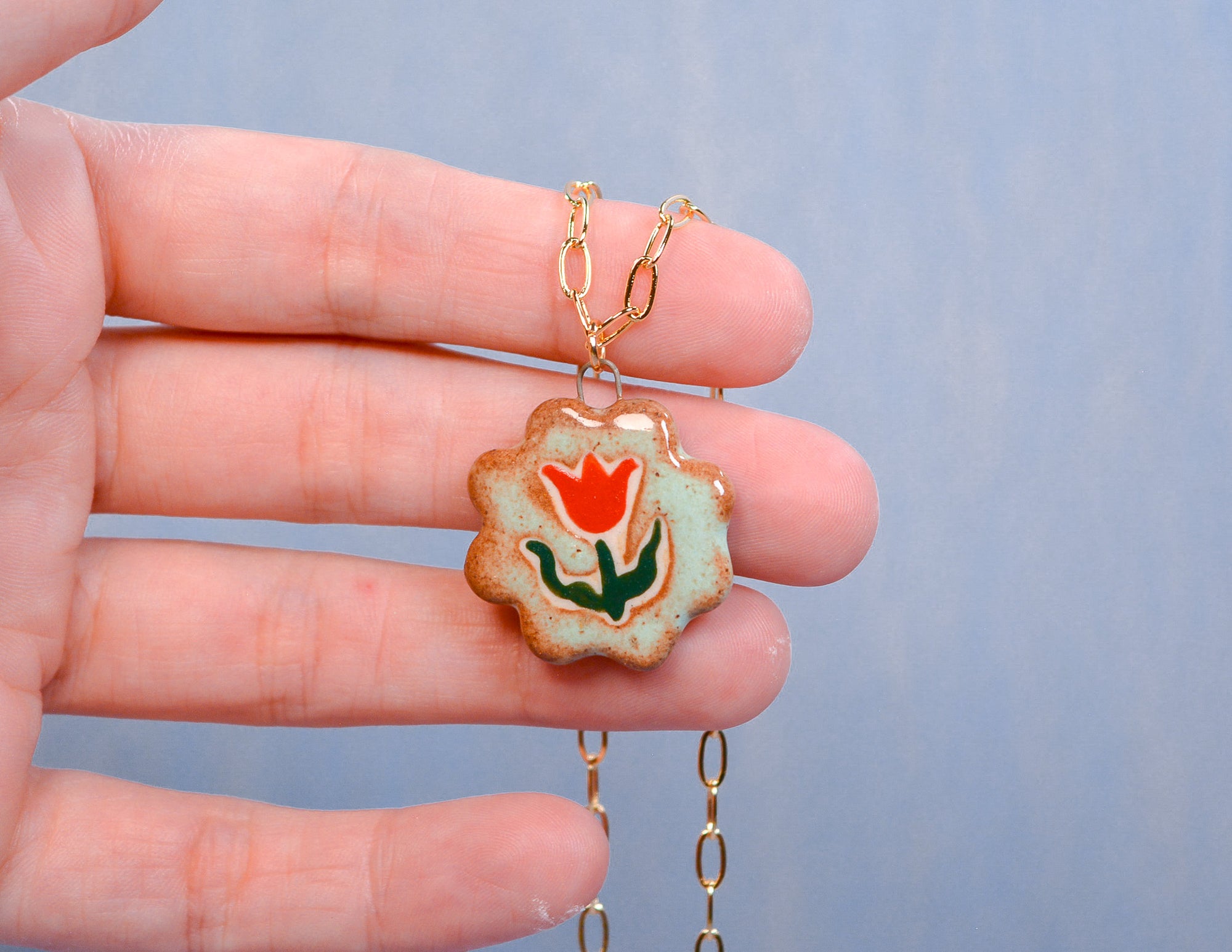 Green Shino Tulip Necklace