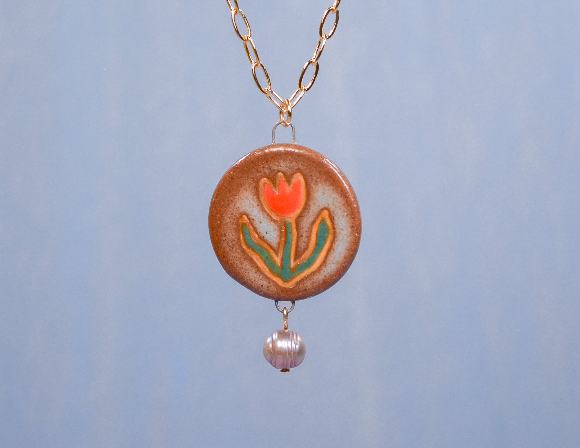 Tulip and Pearls Necklace