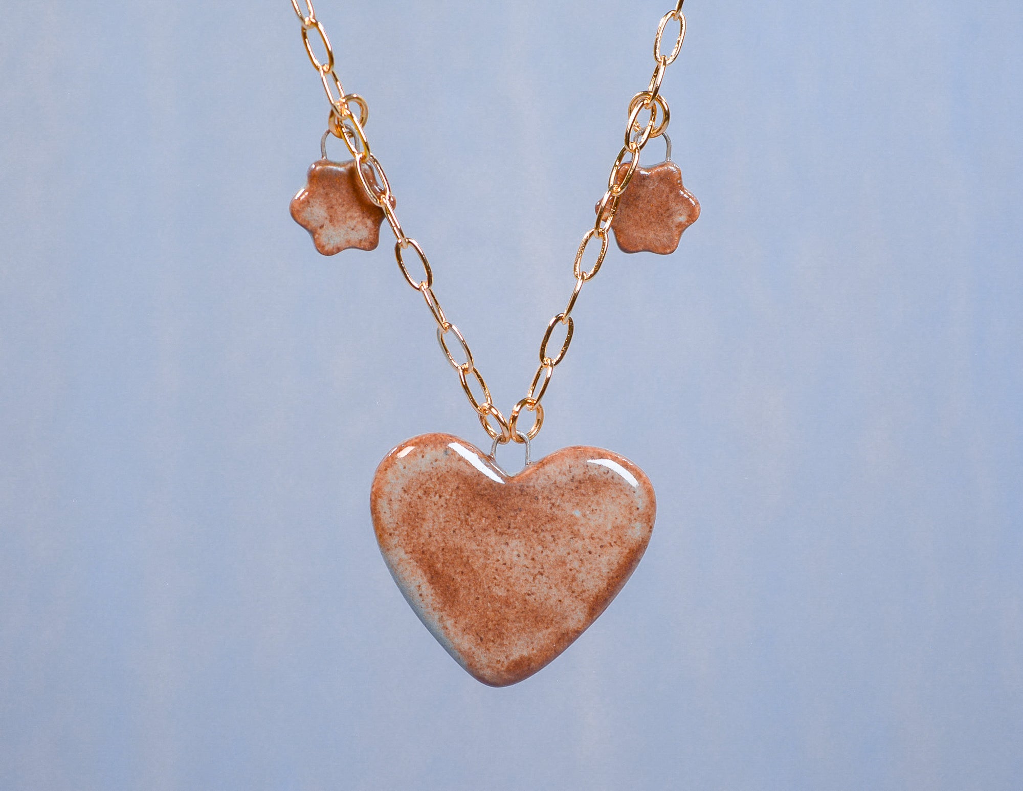 Blue Daisies Heart Necklace