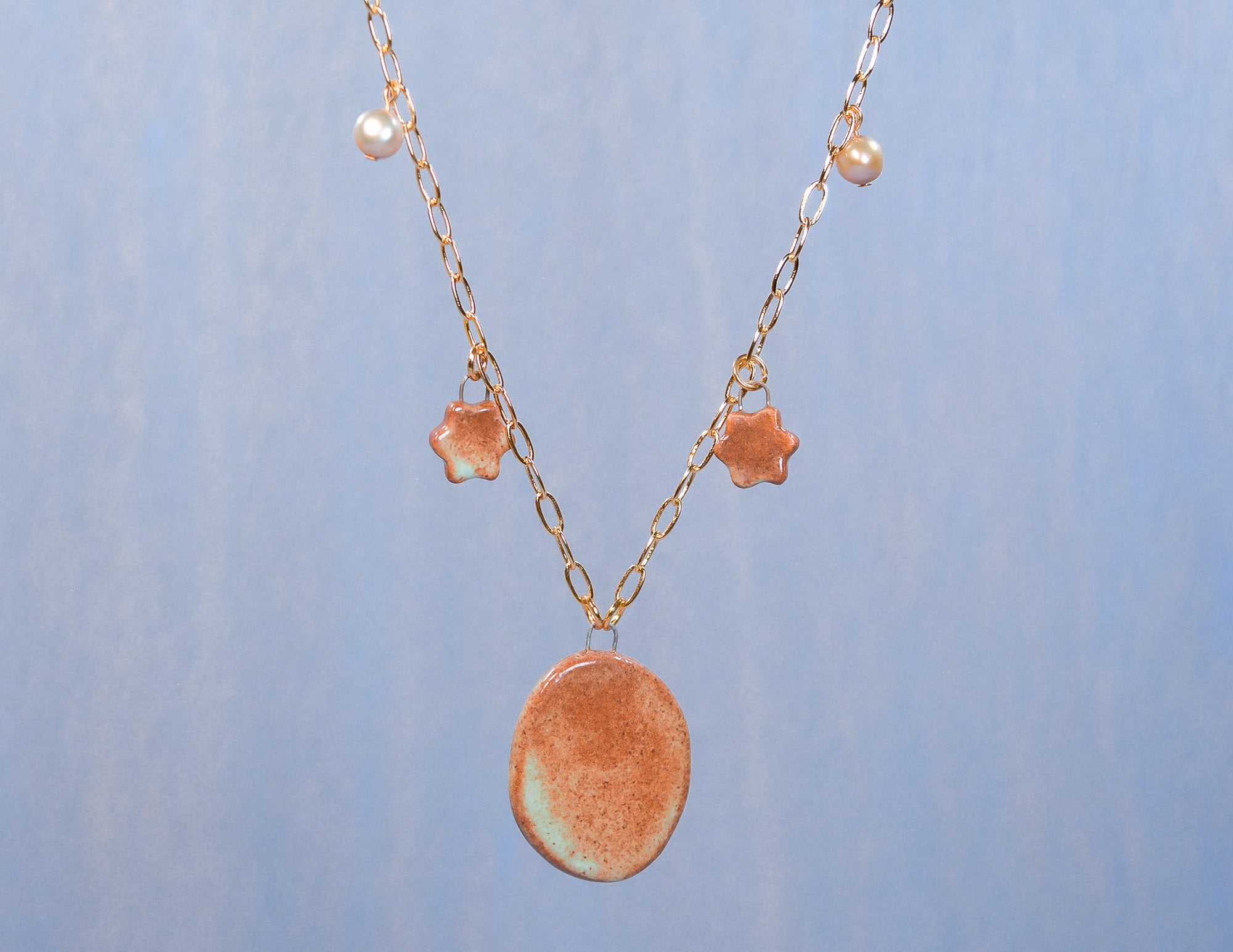 Red Daisies Oval Necklace