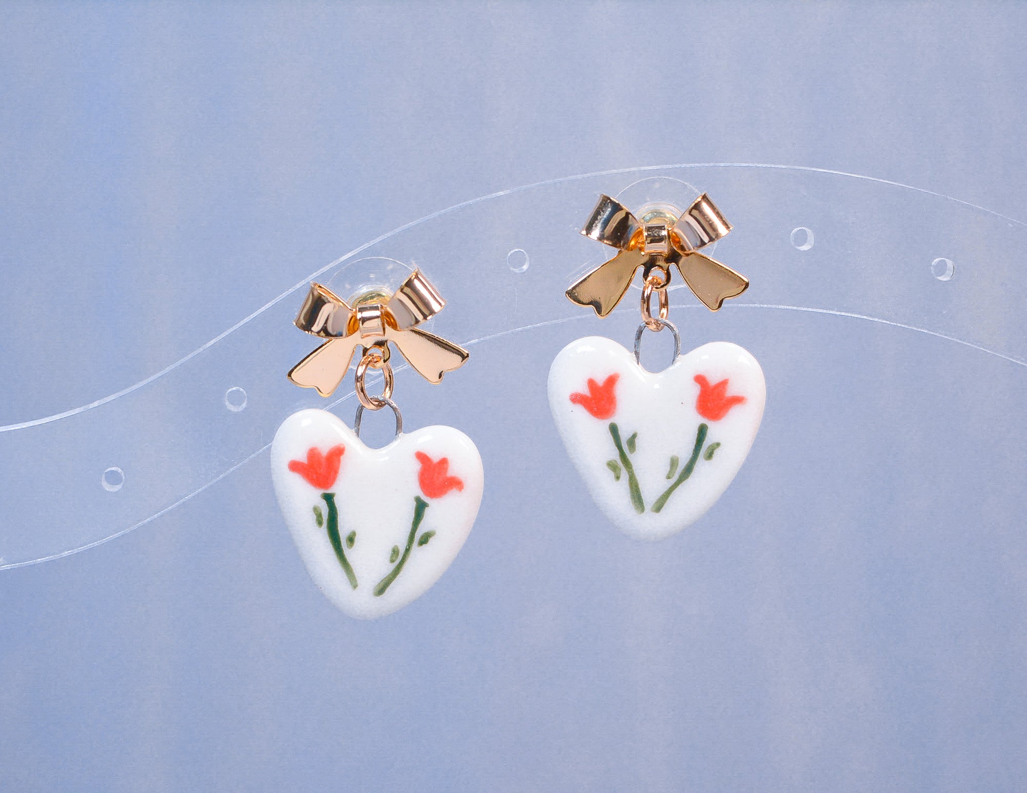 Tulips & Bows Stud Earrings