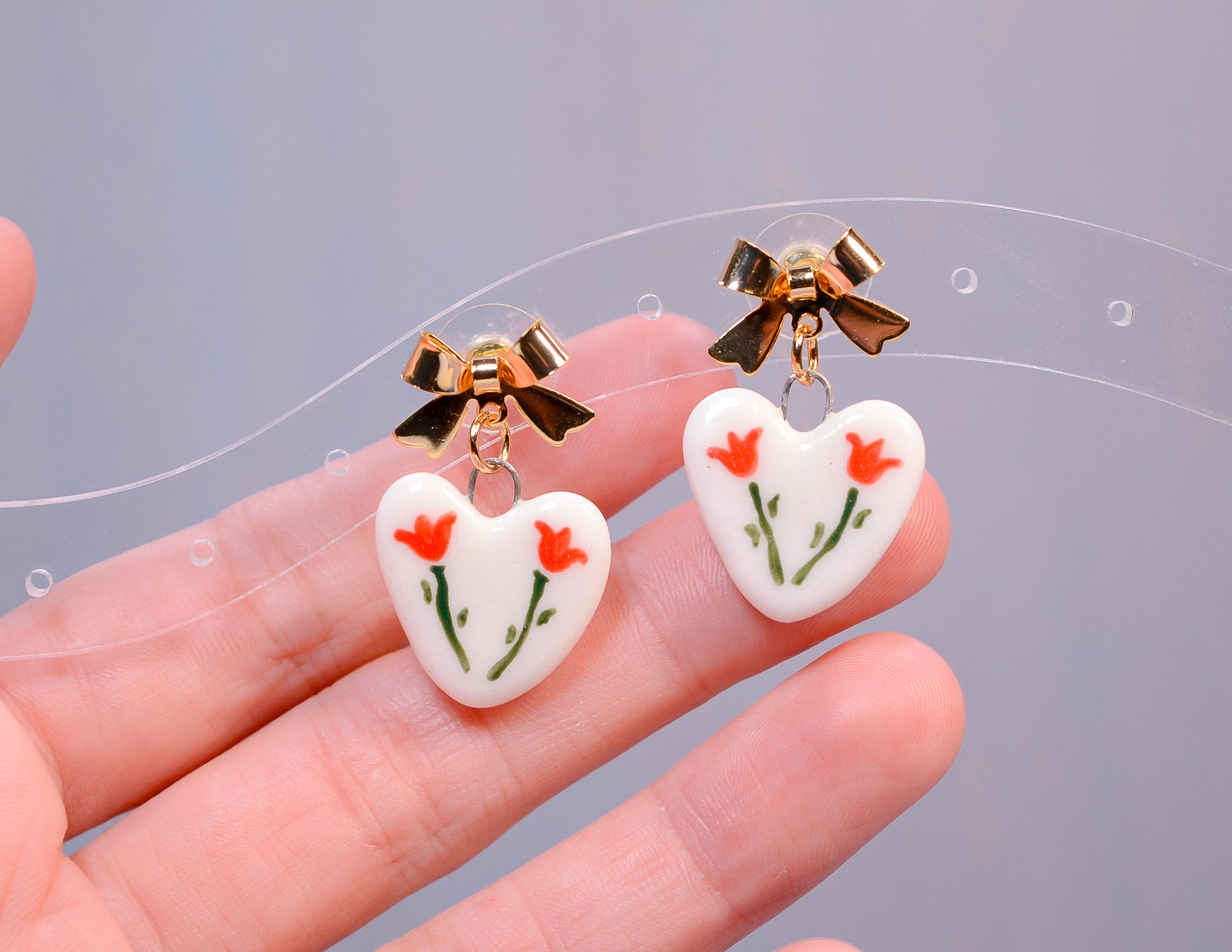 Tulips & Bows Stud Earrings