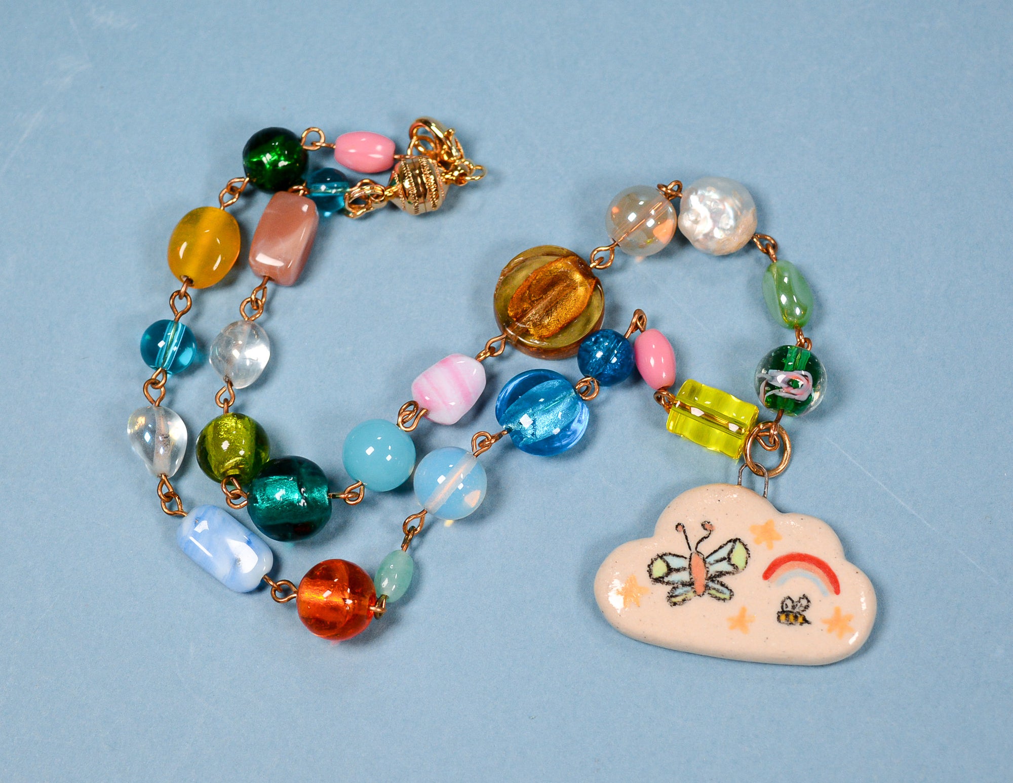 Rainbows and Butterflies Beaded Necklace