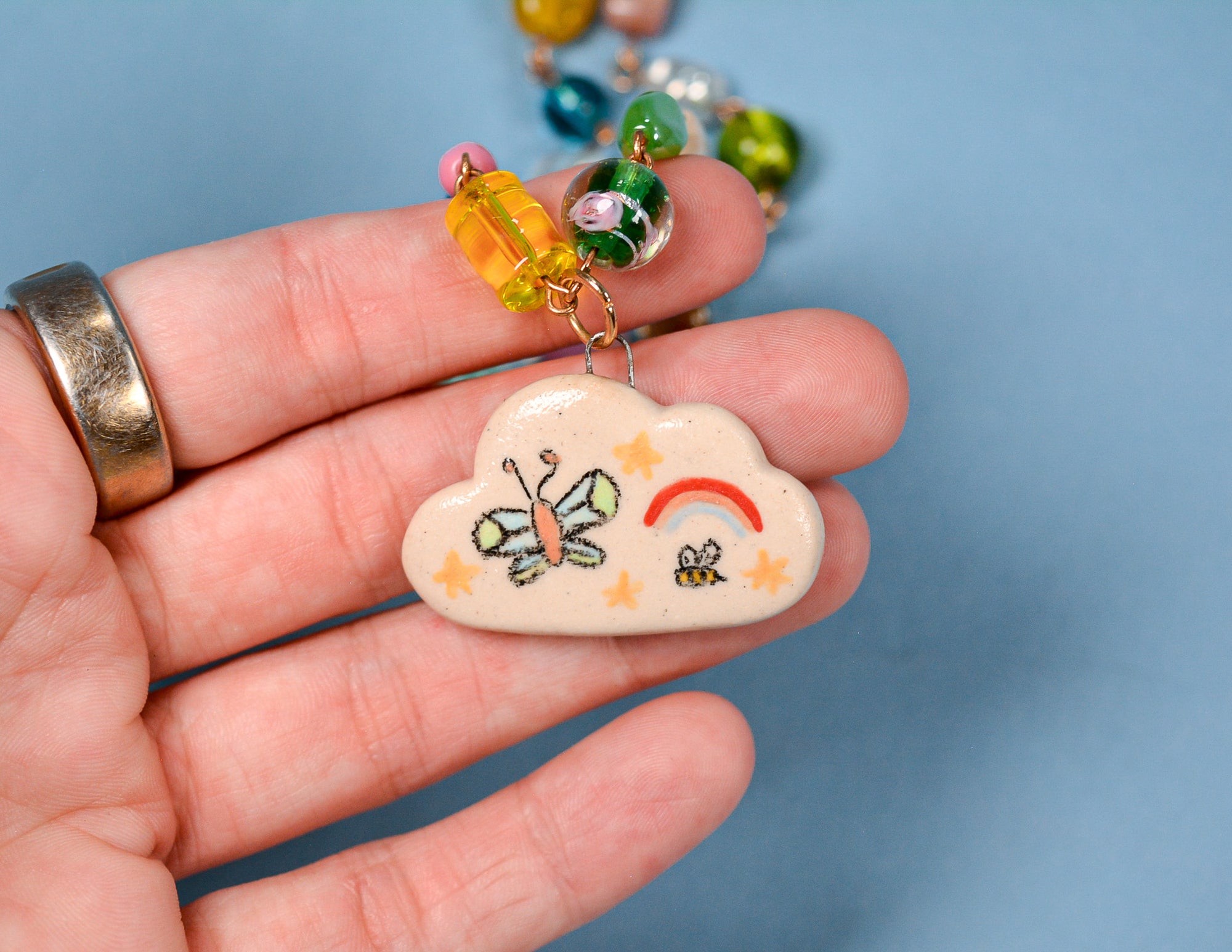 Rainbows and Butterflies Beaded Necklace