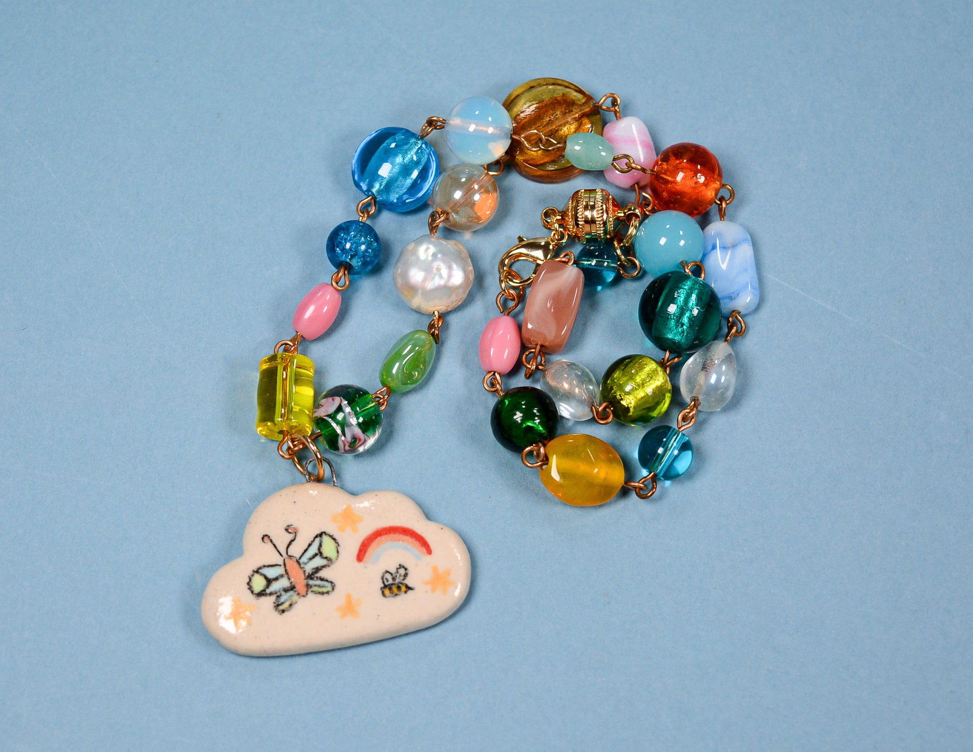 Rainbows and Butterflies Beaded Necklace