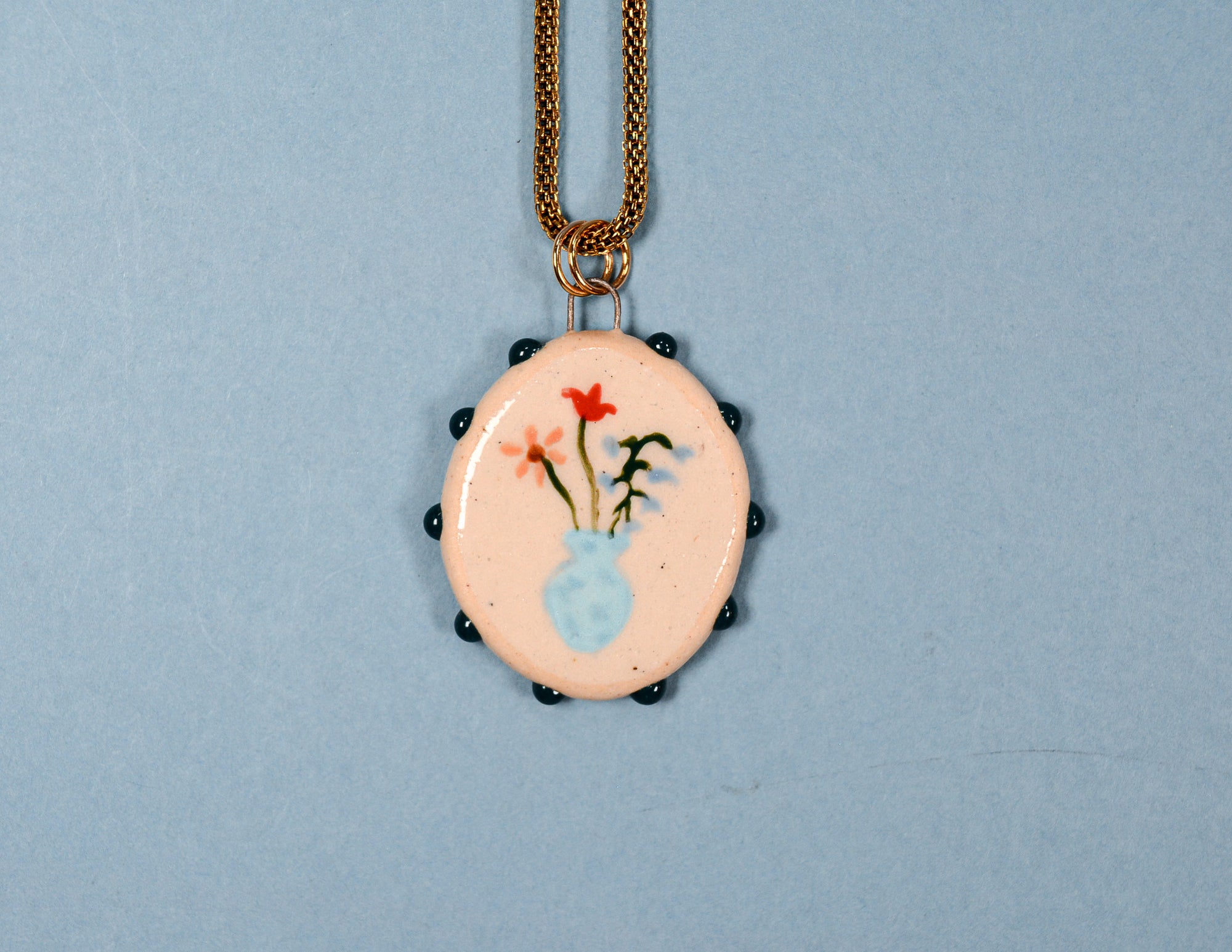Bby Blue Flower Vase Necklace