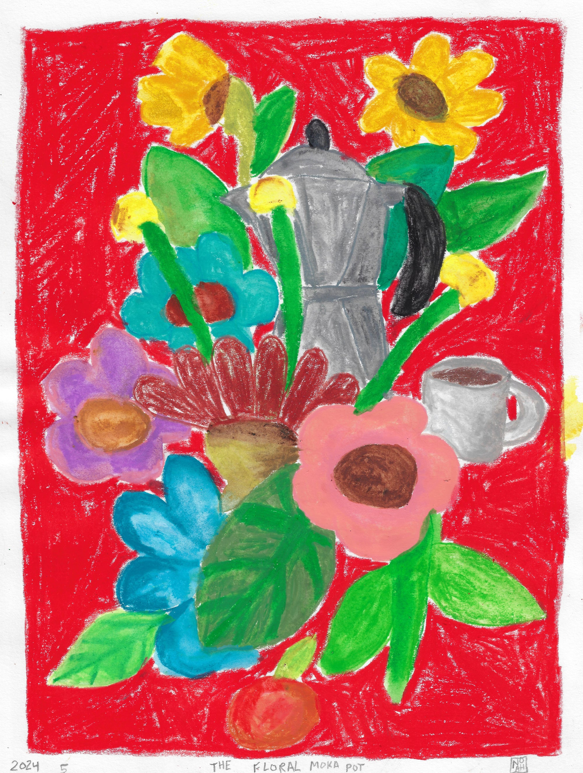 "The Floral Moka Pot" - Noah Mackenzie Original Drawing 2024