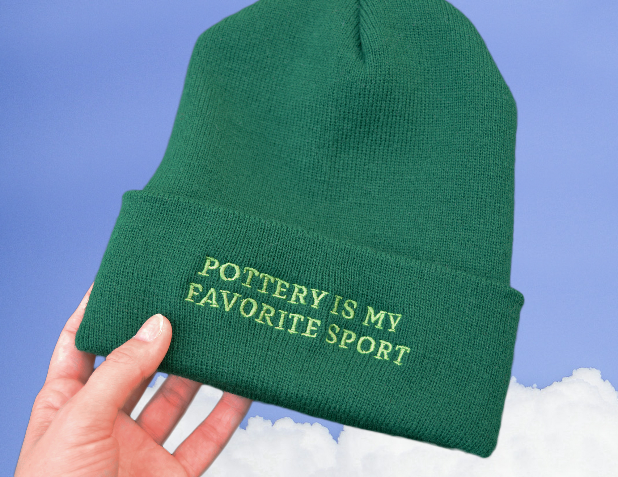 Pottery Is My Favorite Sport Beanie - Green
